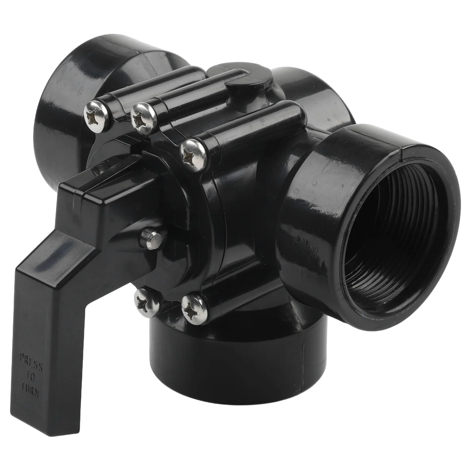 Válvula desviadora de tres vías 1.5 pulgadas, adaptador de manguera y kit de conversión, válvula direccional de fontanería de piscina (negro)