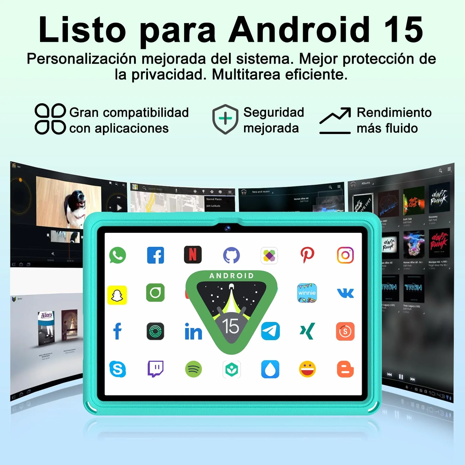 Tablet Android 15 11 Pulgadas Octa-Core 24GB+256GB/2TB 8000 mAh Cuerpo Metálico Verde