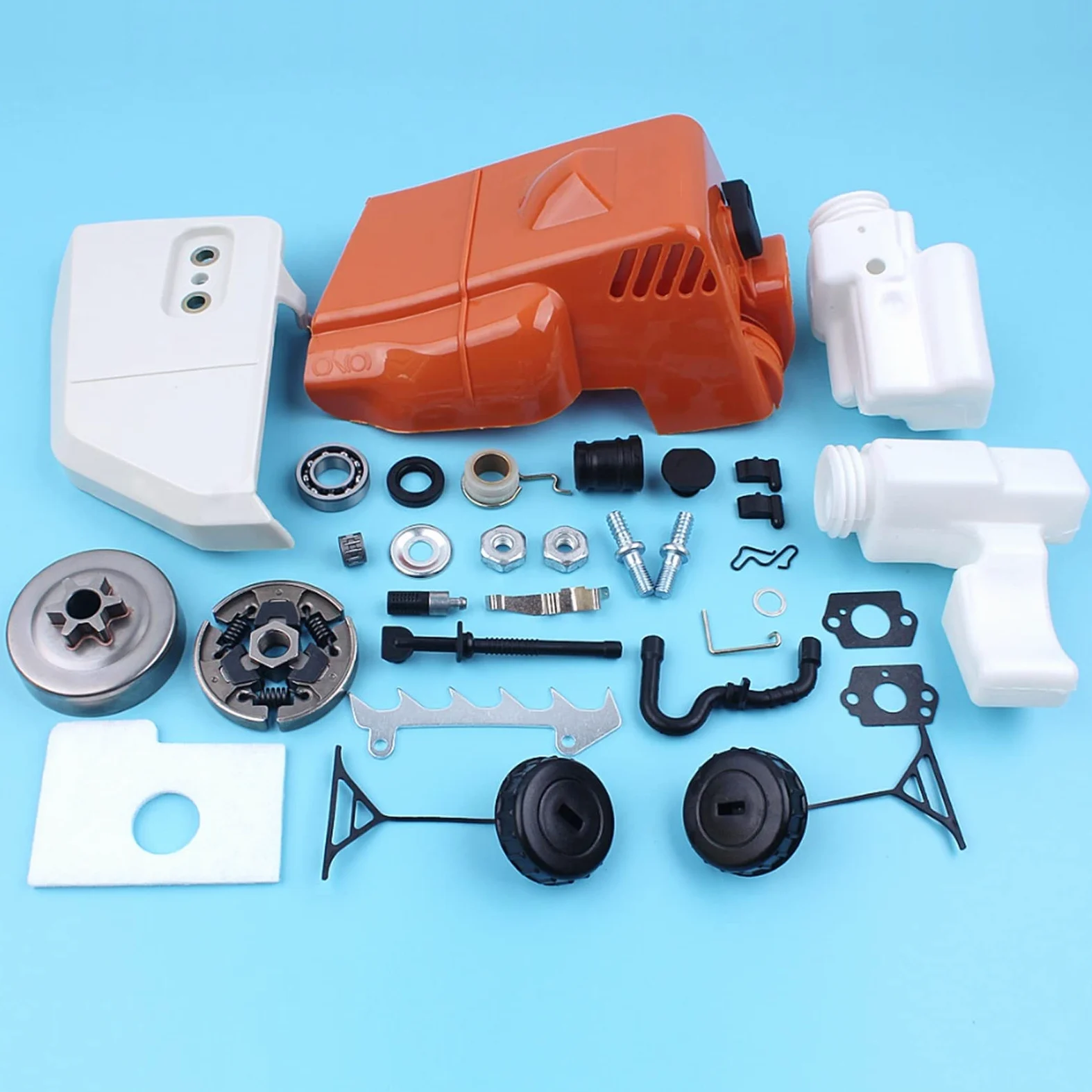 Cubierta de piñón de Embrague, Tambor de Embrague, Filtro de Aire y Combustible, Kit de Tapa de Tanque Apto for Motosierra Stihl 017 018 MS170 MS180 con Engranaje Wrom de espárrago de línea