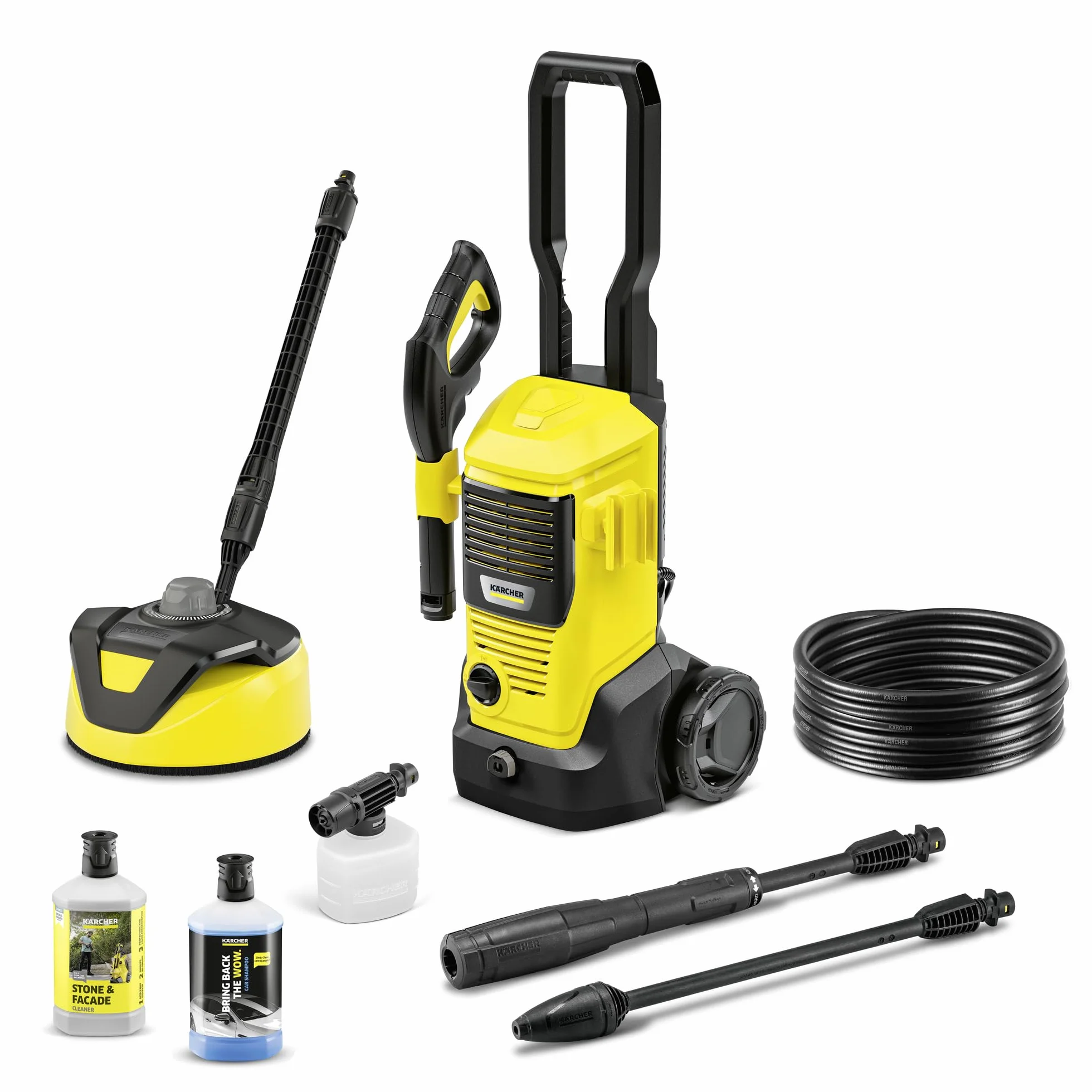 Kärcher Hidrolimpiadora K 4 FJ Home, presión: máx. 130 Bar, caudal: 420 l/h, Rendimiento de Superficie: 30 m²/h, Incl. Kit para el hogar y Boquilla de Espuma, Amarillo