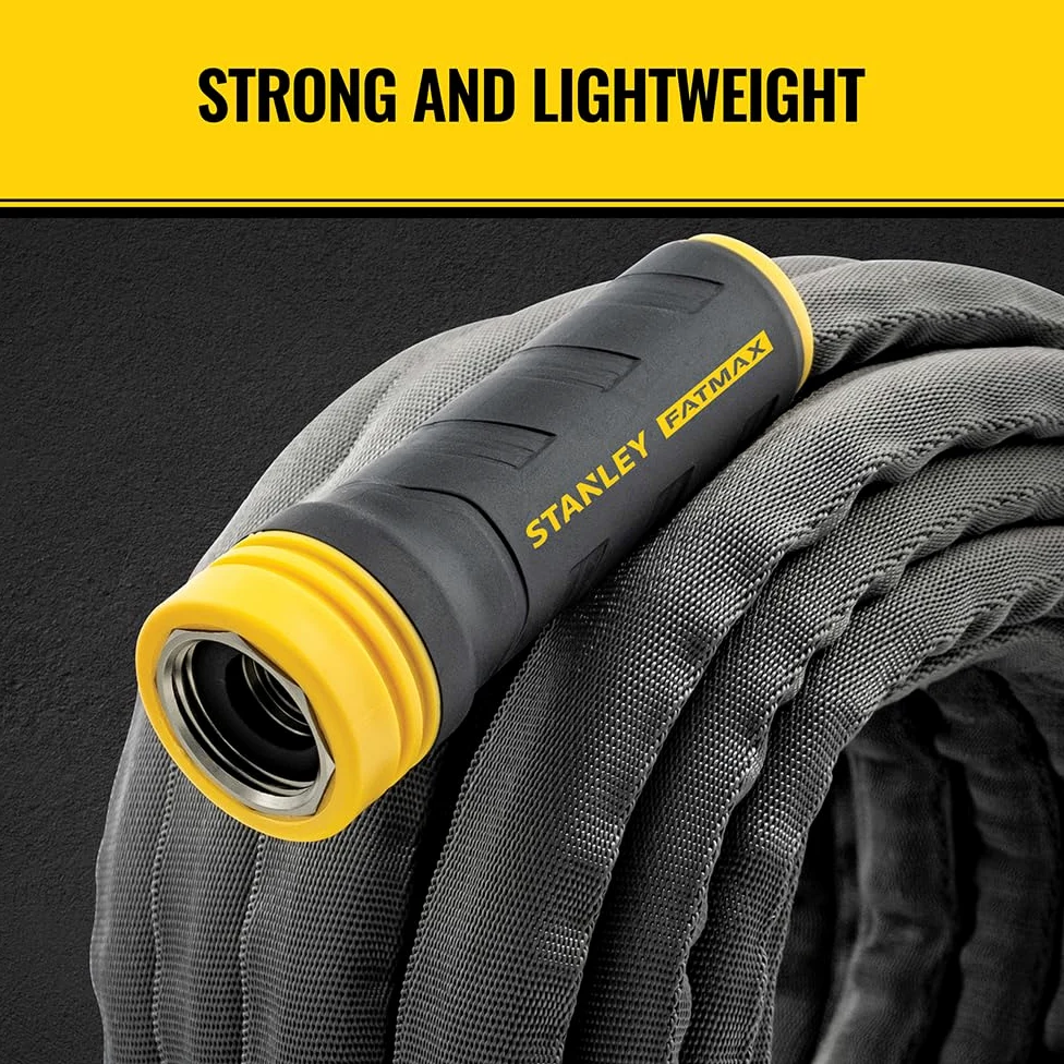 STANLEY BDS7390 FATMAX - Manguera de jardín EXOJACKET de alta resistencia de 75 pies x 5/8 pulgadas, color amarillo, negro