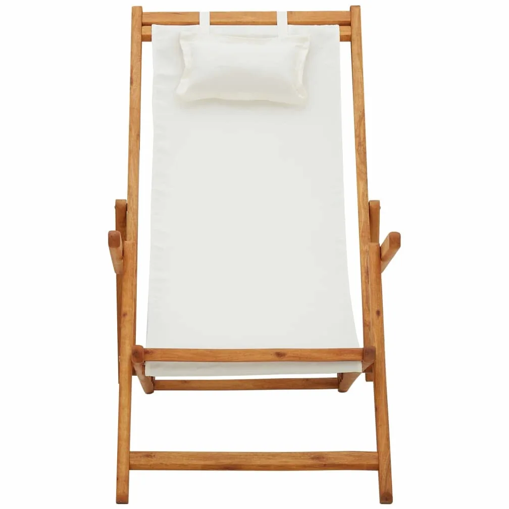 Genérico Silla Playa Madera Eucalipto Plegable 3 Posiciones | Marco de madera resistente, asiento de tela crema, capacidad 110 kg, plegable para transporte
