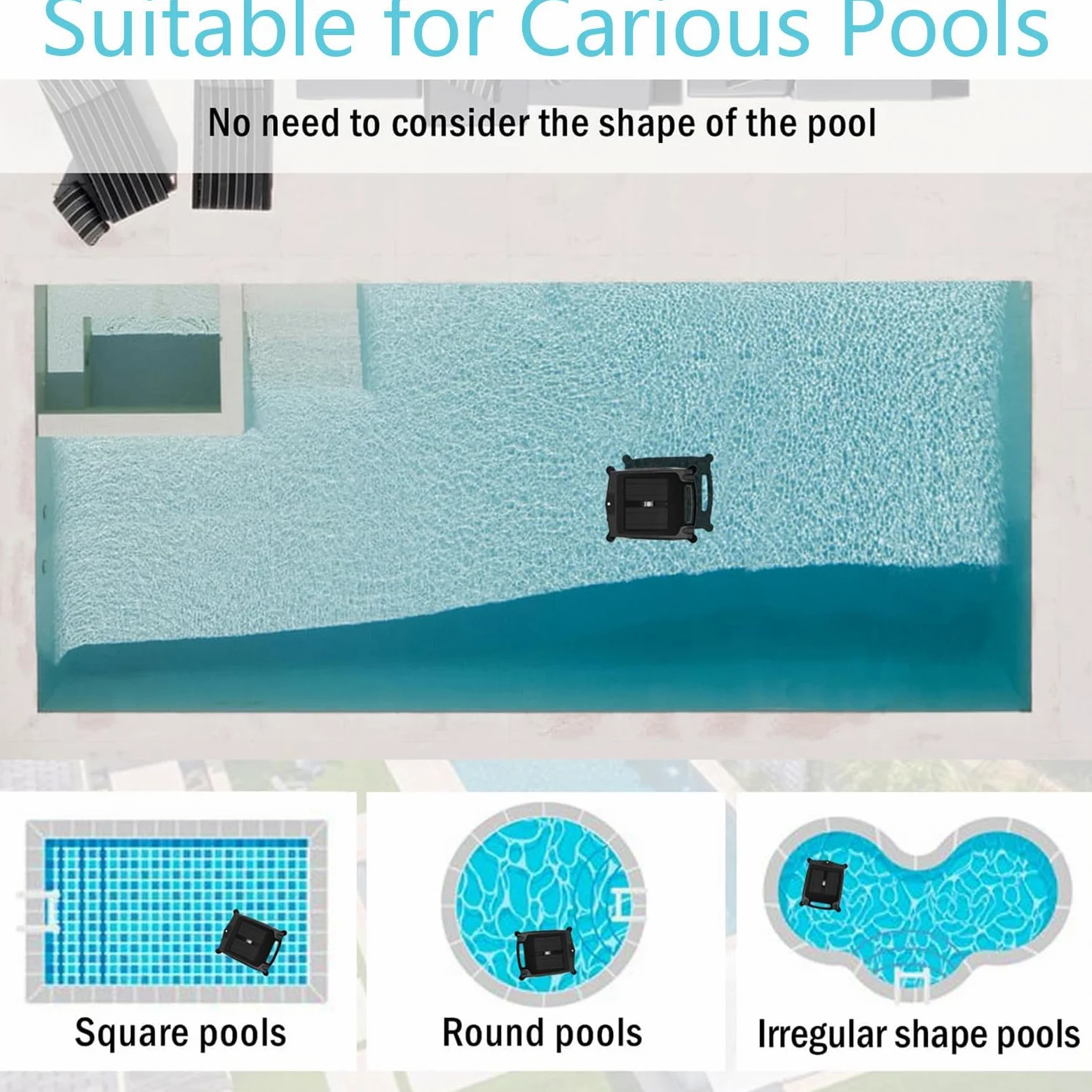 Limpiador robótico automático de Piscinas Alimentado por energía Solar, Limpiador de Piscinas Solar de Modo Dual y Limpieza Continua Durante la Noche, para Todas Las Piscinas