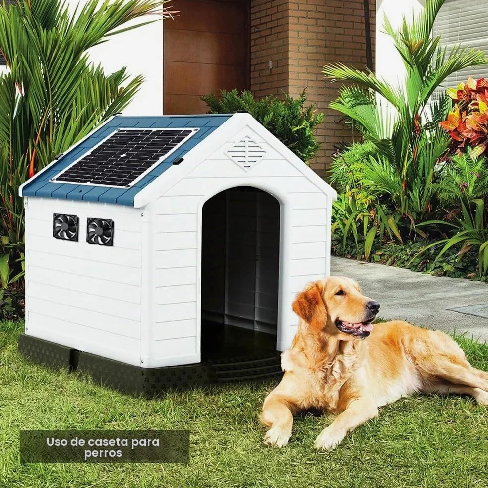 Kit de Ventilador Dual de Panel Solar 12W Resistente a la Intemperie para Gallineros
