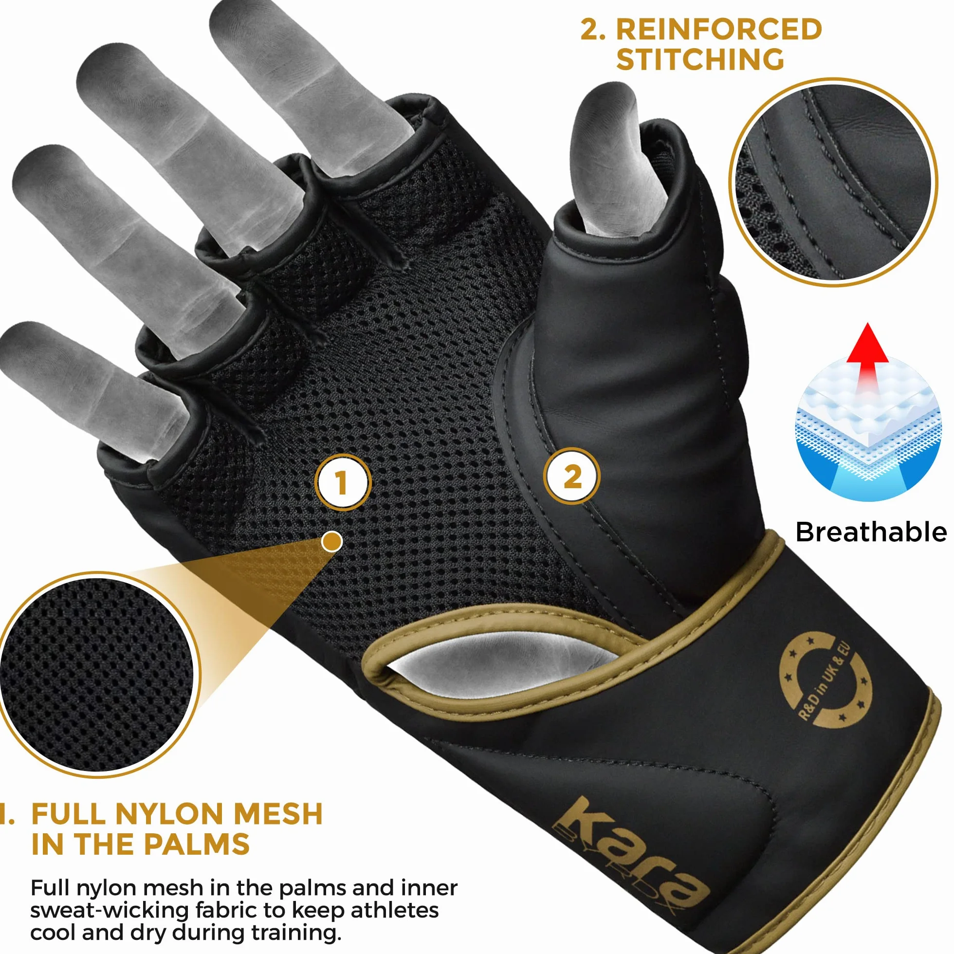 RDX Guantes MMA Cuero Maya Hide Precurvado Entrenamiento