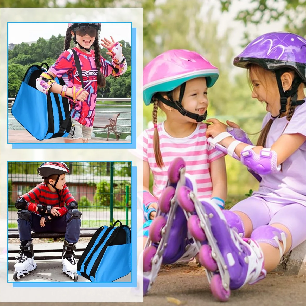 Bolsa para Patines En Linea con Casco y Protecciones, 3 Compartimentos, Correa Ajustable