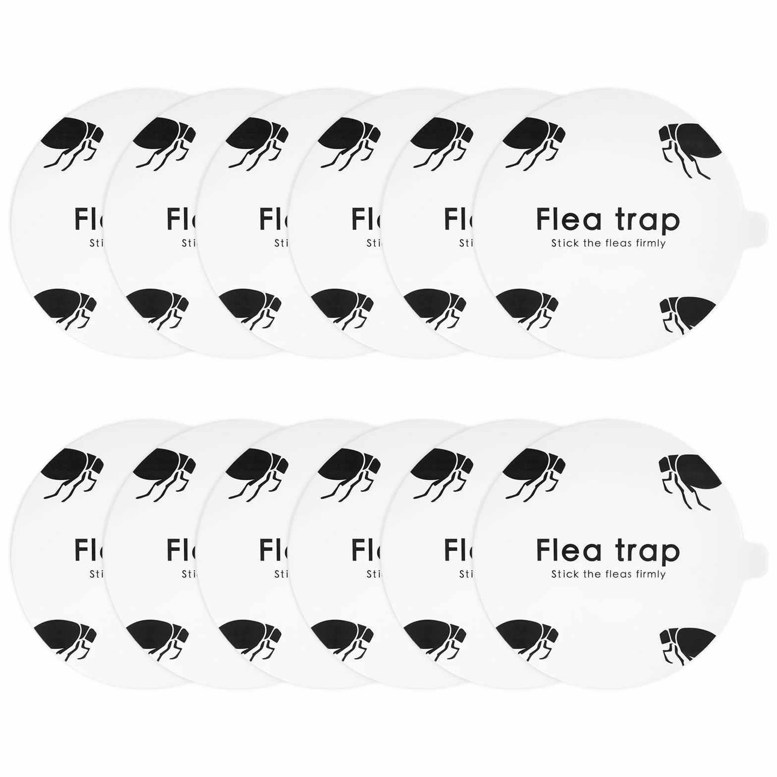 Flintronic 12PCS Trampa para Pulgas Rellenable, Pegatinas Desechables para Pulgas, Adhesivo para Pulgas, Asesino de Pulgas, Trampas Adhesivas para Mascotas, Discos pegajosos Reemplazos