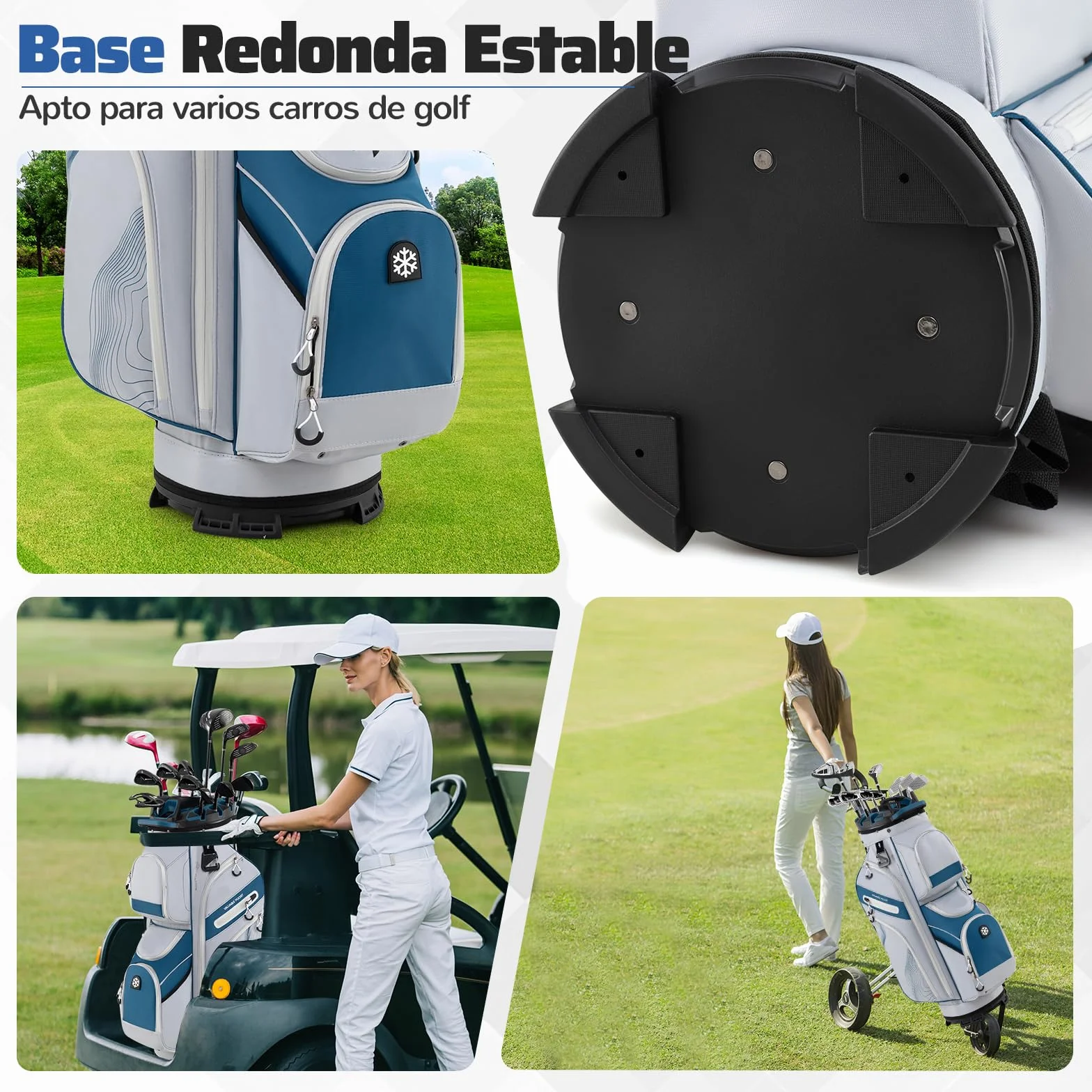 COSTWAY Bolsa Golf 14 Divisores 9 Bolsillas Cremallera Nevera Bolsillo Correa Acolchada Soporte Paraguas Capucha Lluvia Carro Palos