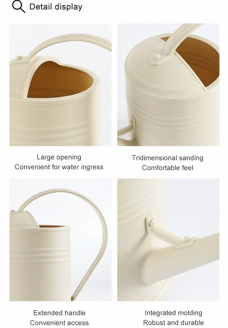 Regadera para interiores y exteriores, pequeña regadera duradera con boquilla larga extraíble, regadera de plástico de alto rendimiento, regadera de plantas de 2 litros de capacidad, color marrón