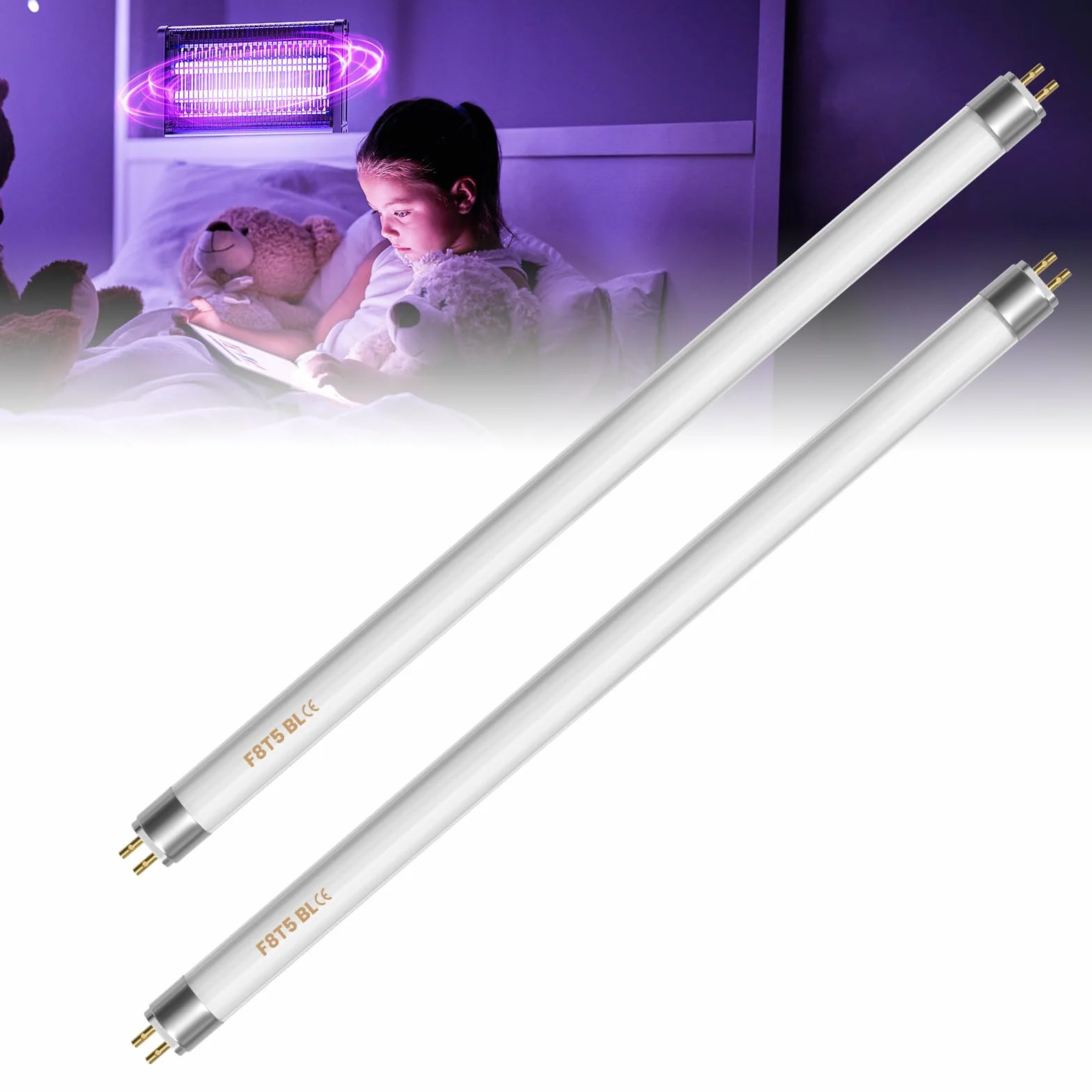 Lustaled FSL BL T5 8W Lámparas de Repuesto para Lampara Antimosquitos, Bombillas de Repuesto, 30.5cm Lámparas UV para 8/16W Lampara Antimosquitos, Mata Mosquitos Electrico (2 Unidades)