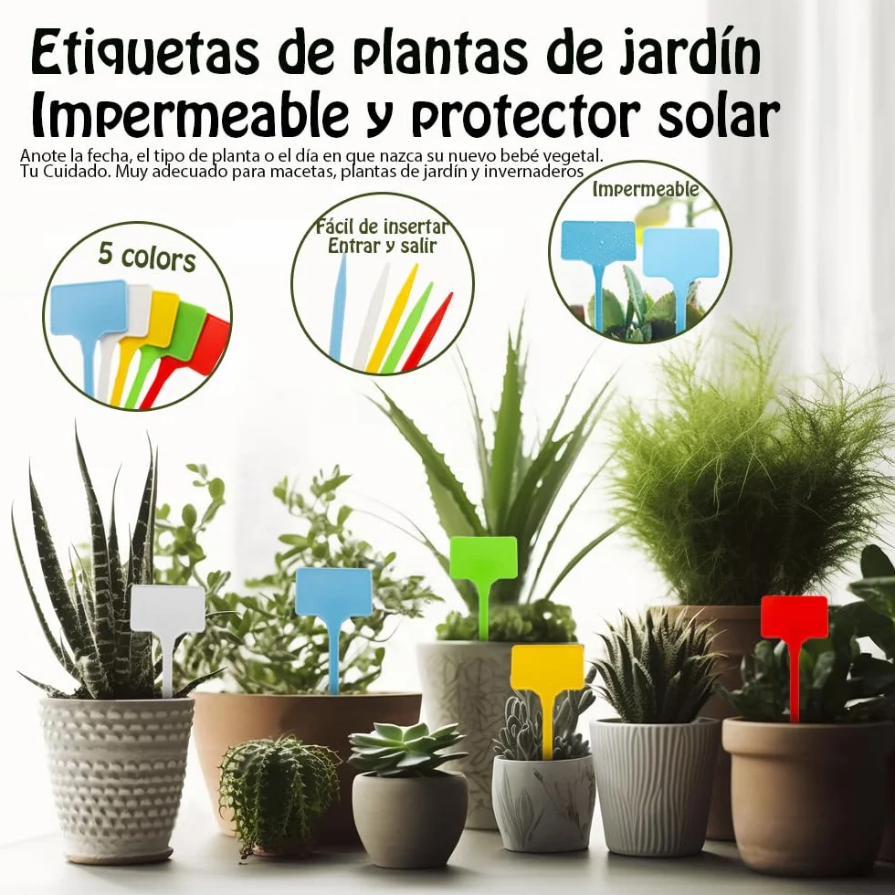 50 Piezas Etiquetas Plantas de Plástico Impermeable, Reutilizable Etiquetas Forma T, Marcadores Plantas para Jardín, Plantas en Maceta, Accesorios de Efecto Invernadero