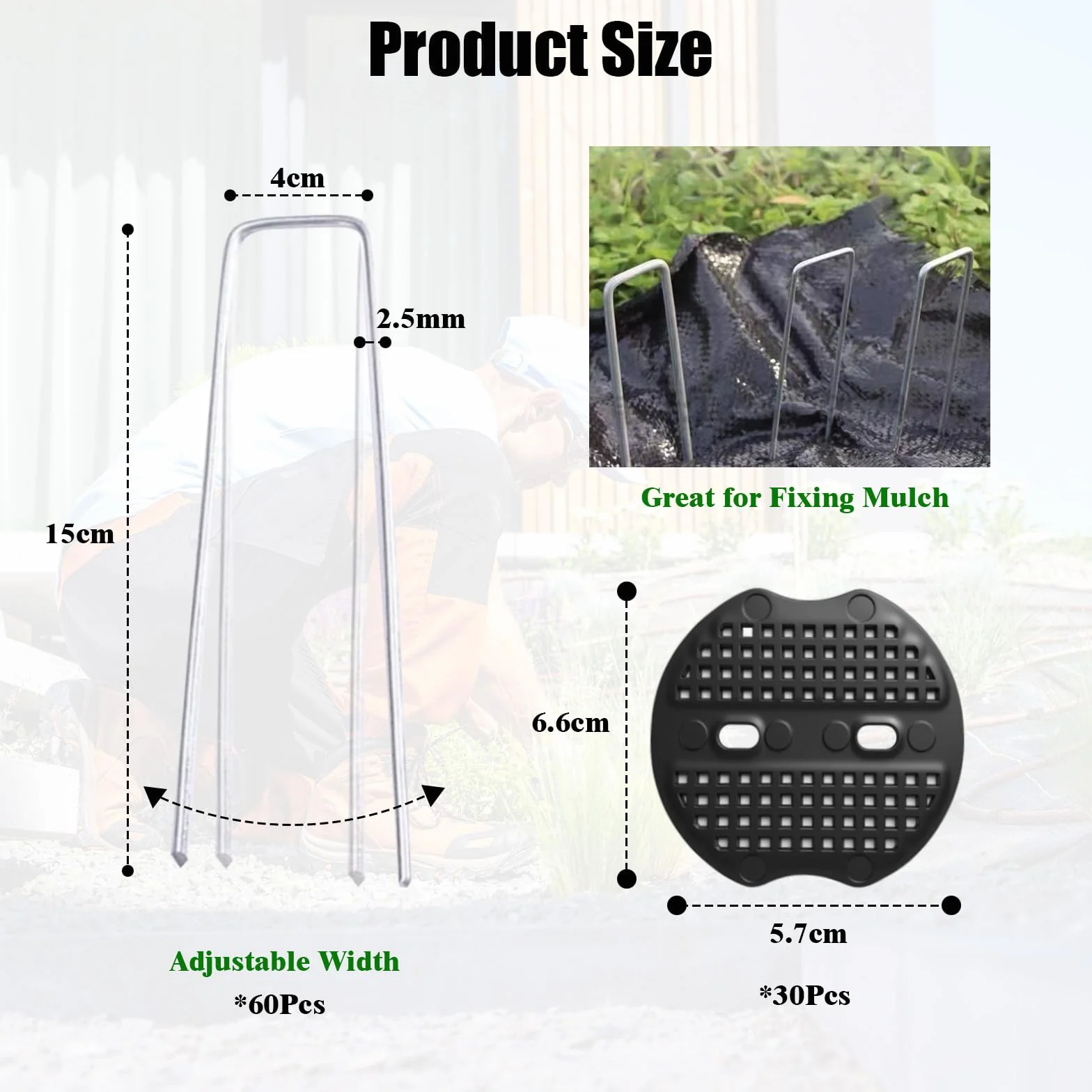 60 Piezas Grapas Césped, 150 x 40 x 2.5 mm Piquetas Cesped Galvanizados, Grapas Cesped Artificial, con 30 Arandelas, Estacas de Jardin para Fijar Vallas, Láminas Antihierbas, Acampar