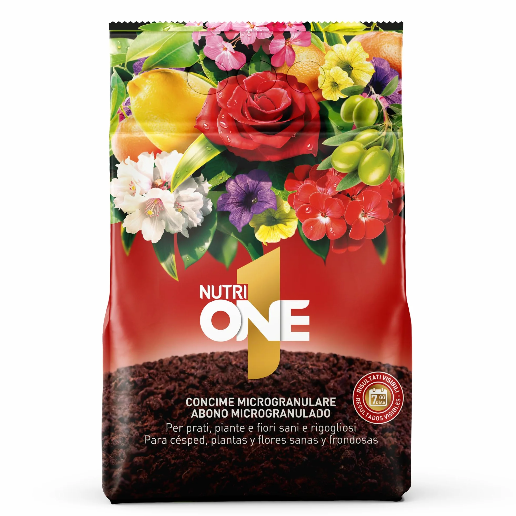 nutriONE Abono granulado para todo tipo de Plantas y Flores. Fertilizante Concentrado microgranulado Premium. Ingredientes naturales y resultados visibles en 7 días.