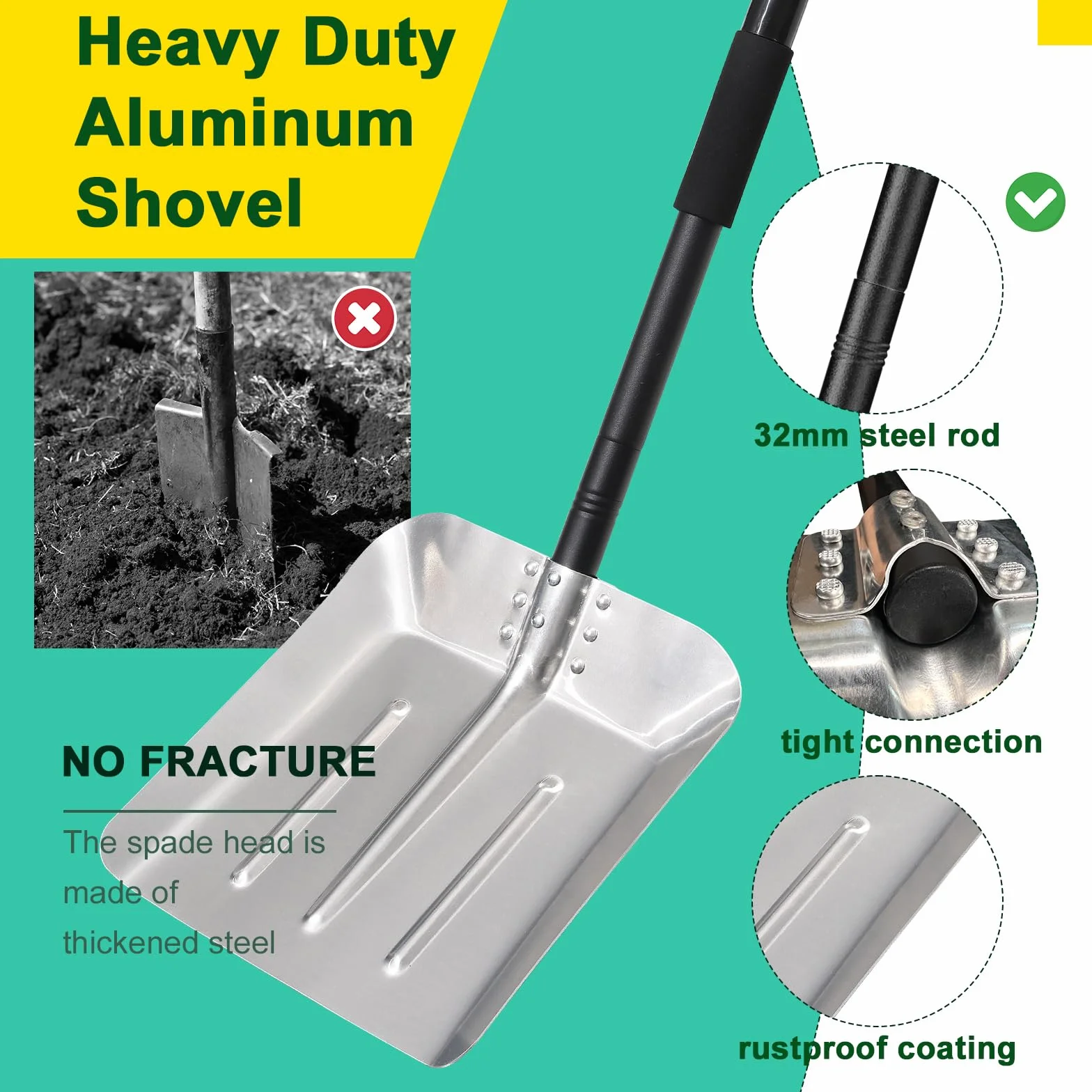 Pala Nieve de Aluminio, Pala de Nieve Portátil Pala de Nieve de Emergencia para Coche Ligera con Mango D y Cómodo Agarre para Coche, Maletero, Camping, Playa, Jardín, Exterior