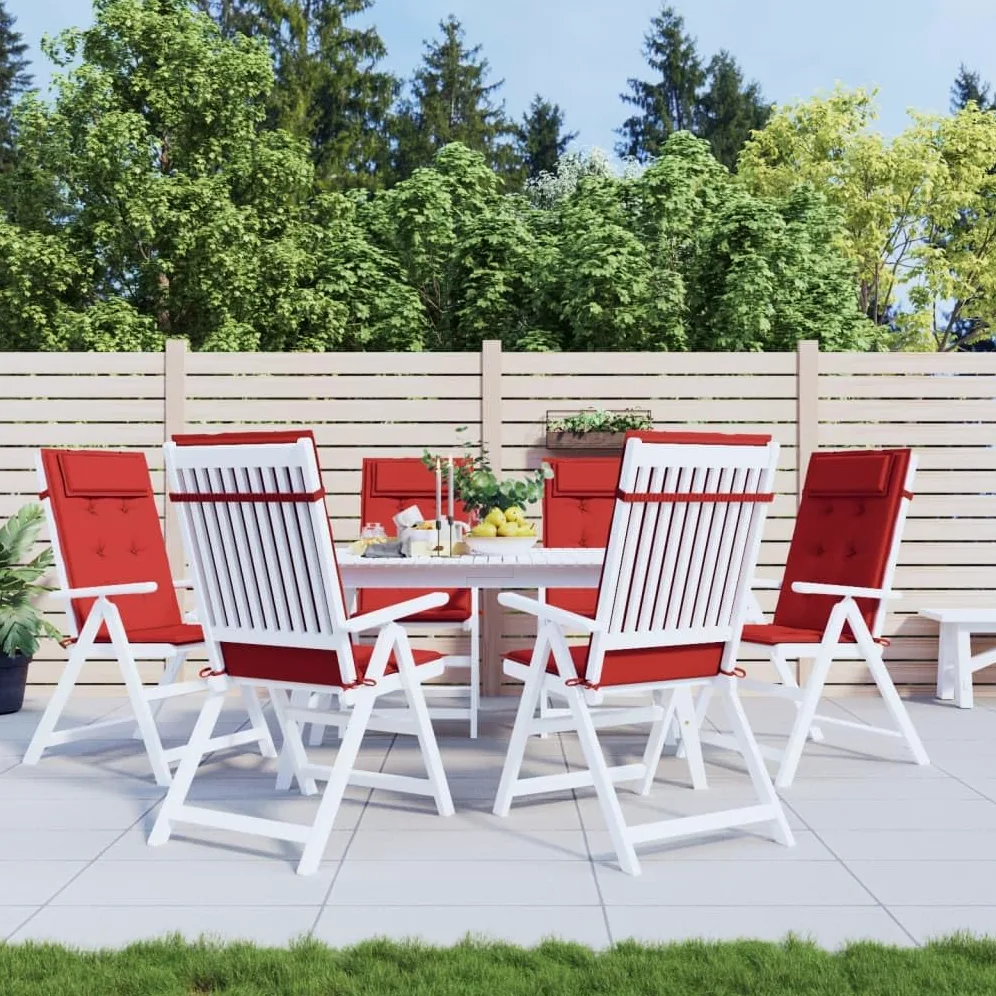 Homgoday Cojines Silla Exterior Rojos 120x50 cm - Oxford Impermeable, Fibra Espuma, Alta Resistencia, 6 Unidades