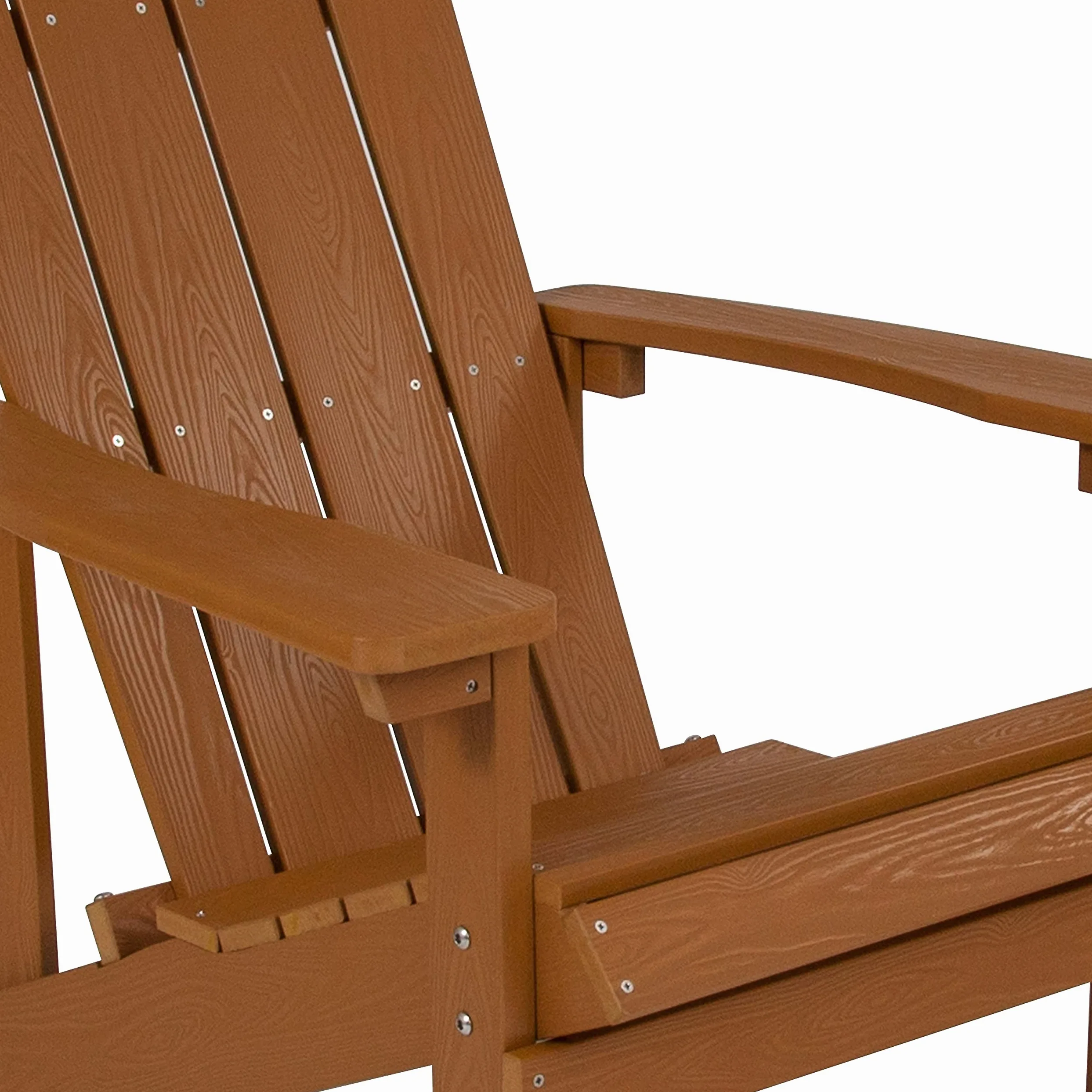 Flash Furniture, Silla Adirondack Comercial de Madera de Resina poliéster Resistente a la Intemperie en teka