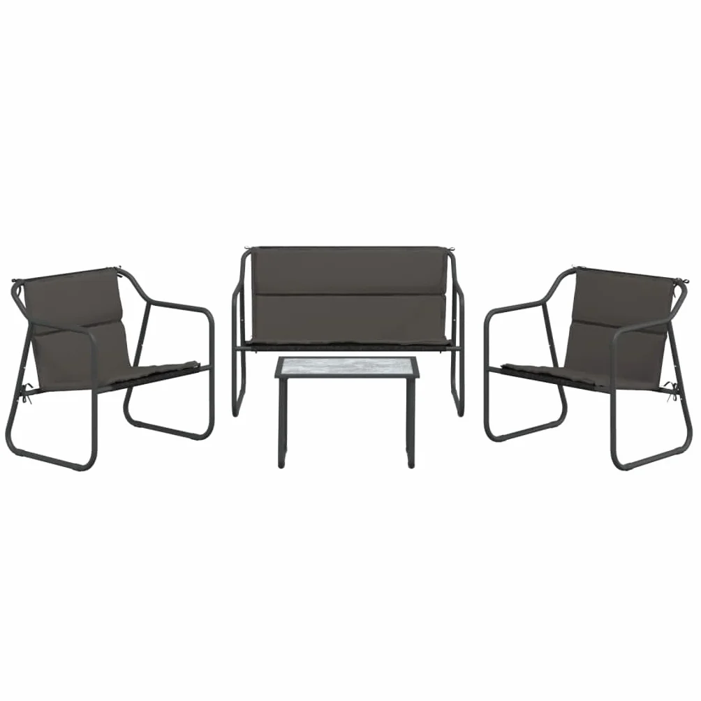 ZEYUAN Juego Muebles de jardín 4 pzas y Cojines Acero Gris Antracita, Conjunto Jardin Exterior, Conjunto Terraza, Muebles Jardin Exterior, Sofá Exterior, Muebles Terraza Outlet, 3186934