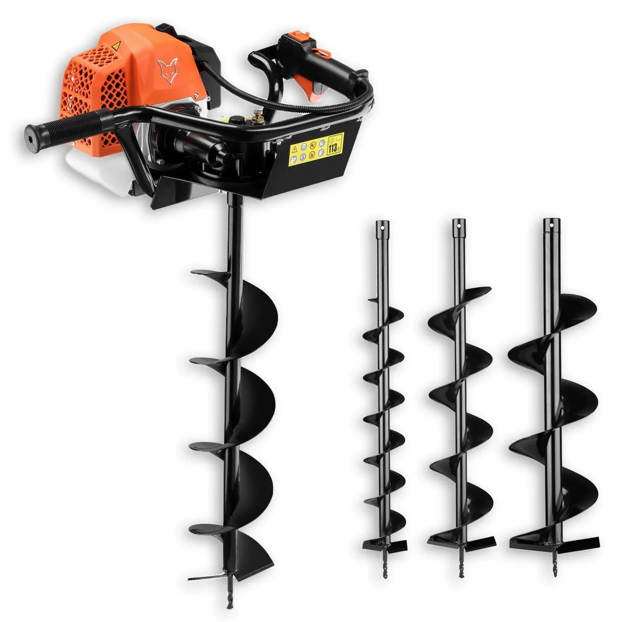 FUXTEC FX-EB162 Taladro de tierra Ahoyador Gasolina 3,5CV 62CC con 3 brocas 100/150/200mm