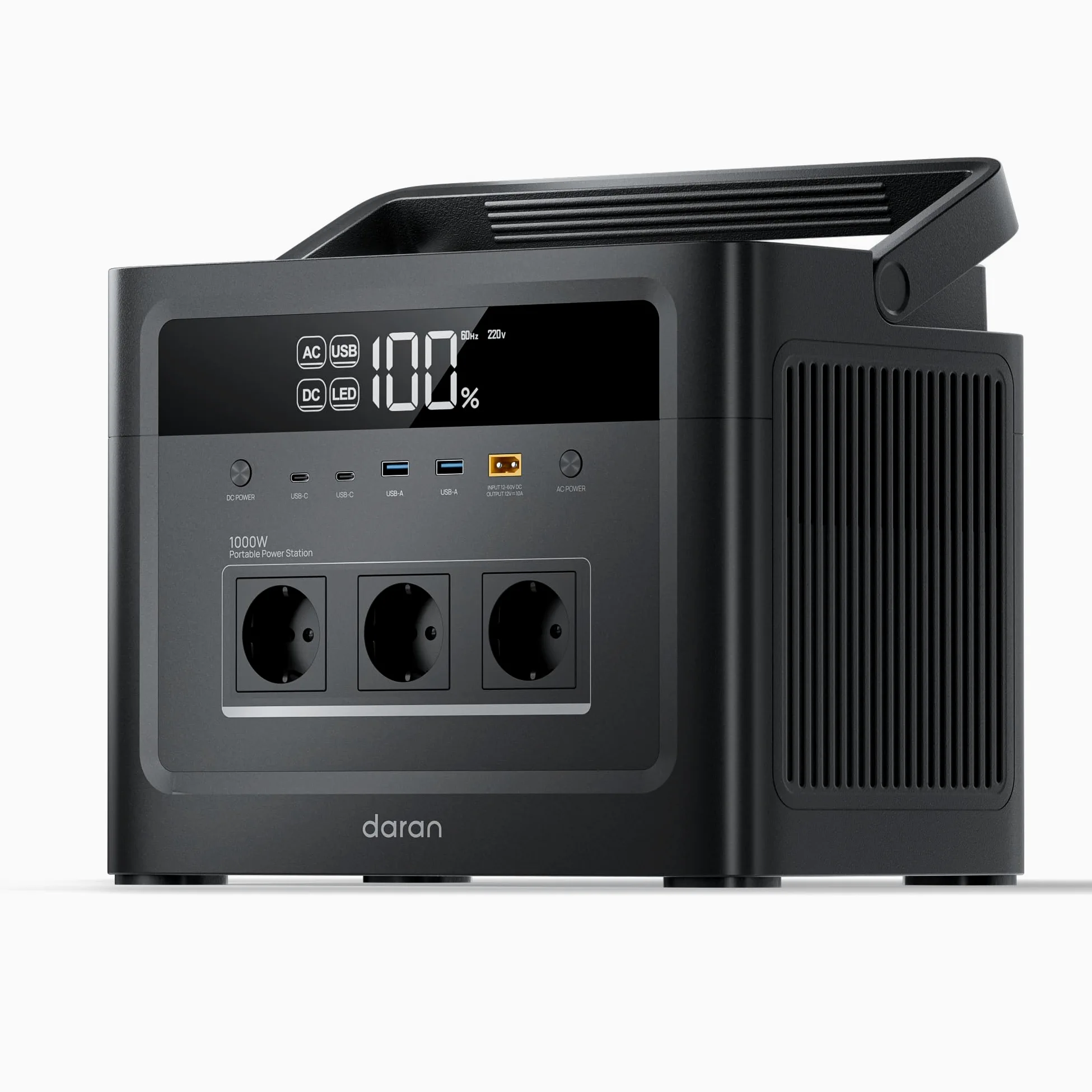 Estación de energía portátil de 1000 W, batería LiFePO4 1152WH, generador solar con 3 enchufes de 1000 W CA (punta de 2000 W), carga rápida USB-C PD de 100 W, almacenamiento de corriente móvil para