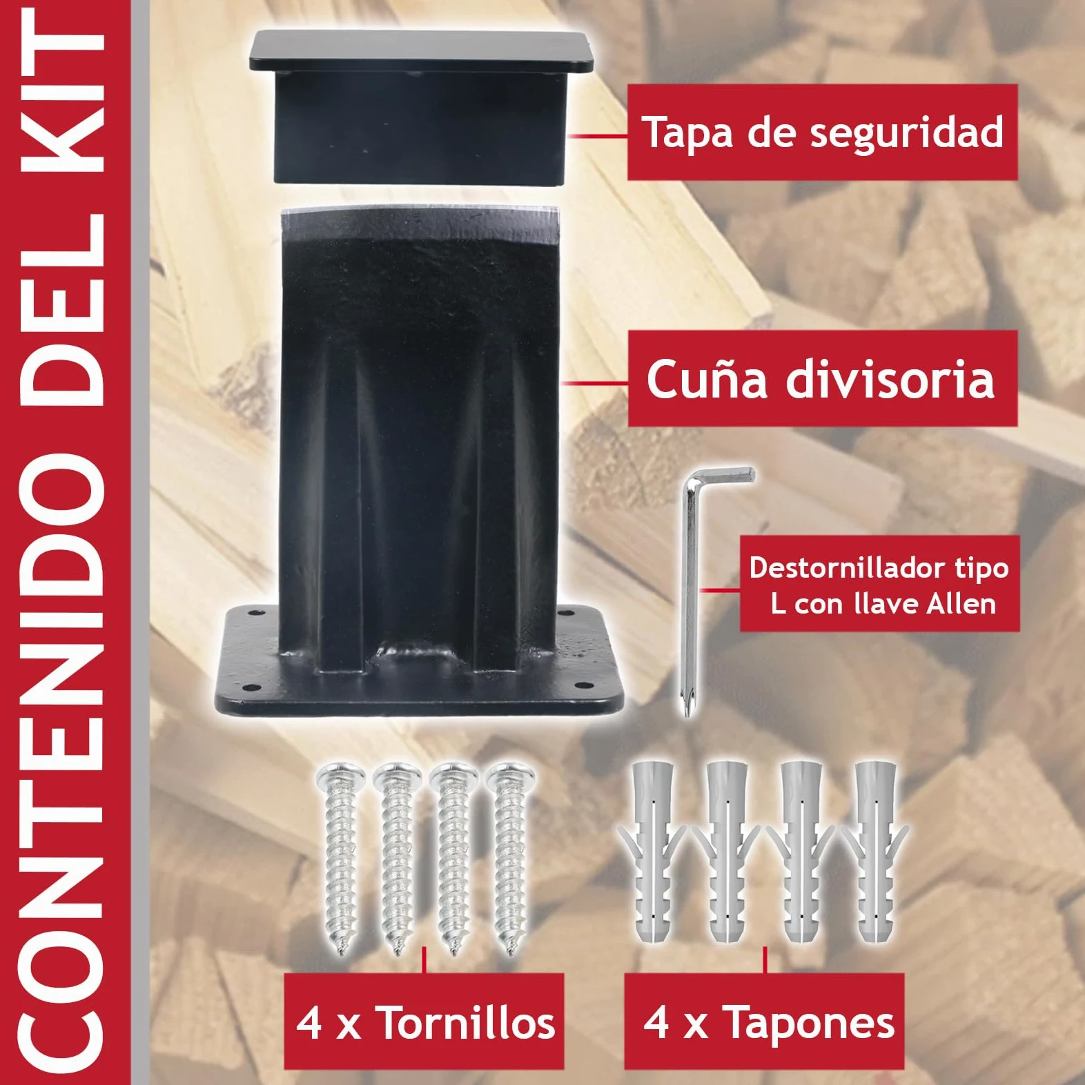SPARES2GO Cuña para troncos 3 kg grande para partir leña