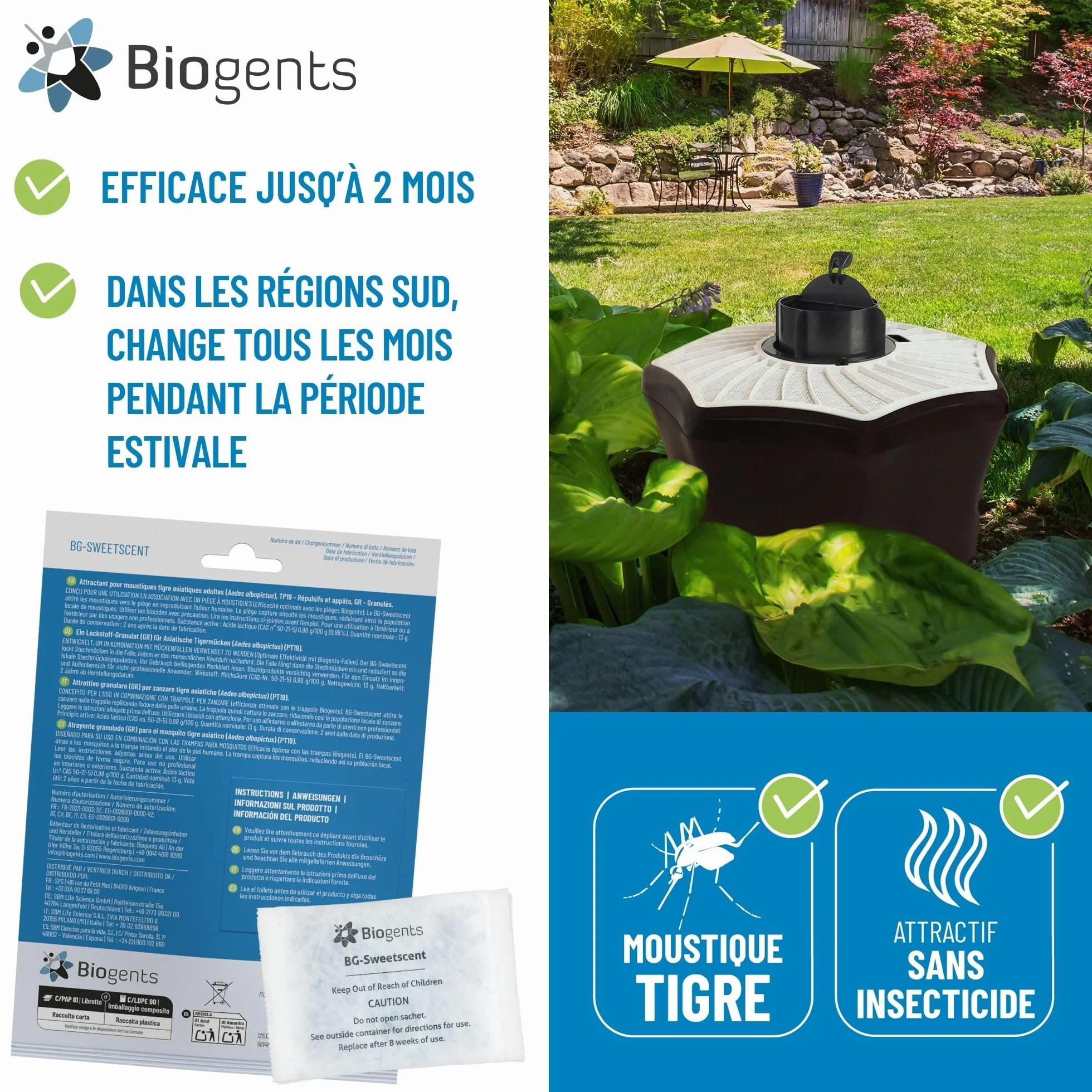 Biogents Sweetscent Atrayente para Mosquitos Pack de 3 - Atrae Mosquito Tigre y Dengue para Trampa BG Mosquitaire