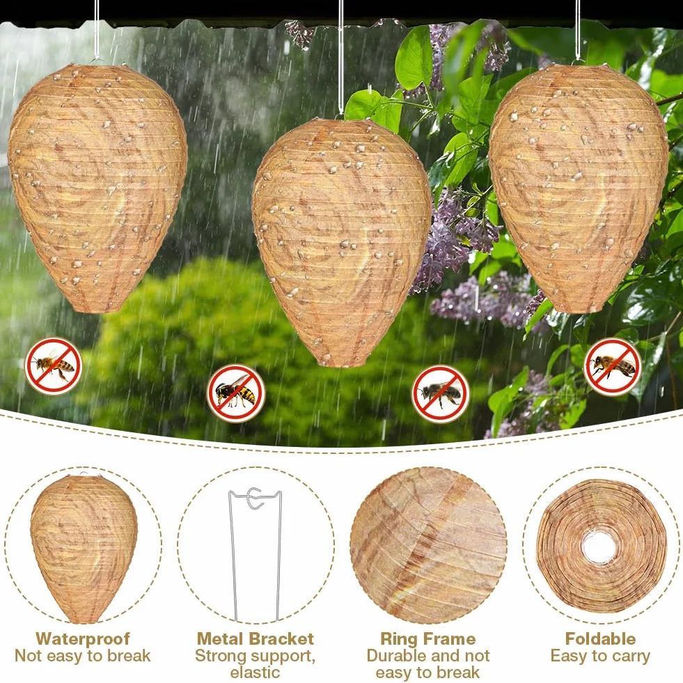 Flintronic Nido de Avispas, 2 Piezas Señuelo de Nido de Avispas Nido de Avispas, Impermeable Trampa Avispas Exterior, Se Utiliza en Hogares y Jardines al Aire Libre para Repeler Avispas, Amarillo