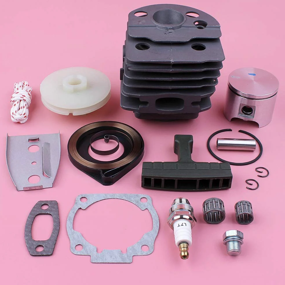Kit de pistón de Cilindro de 46 mm, polea de Arranque de Retroceso, Resorte, Mango, Cuerda de Agarre, Apto for Motosierra 55 51, Repuesto