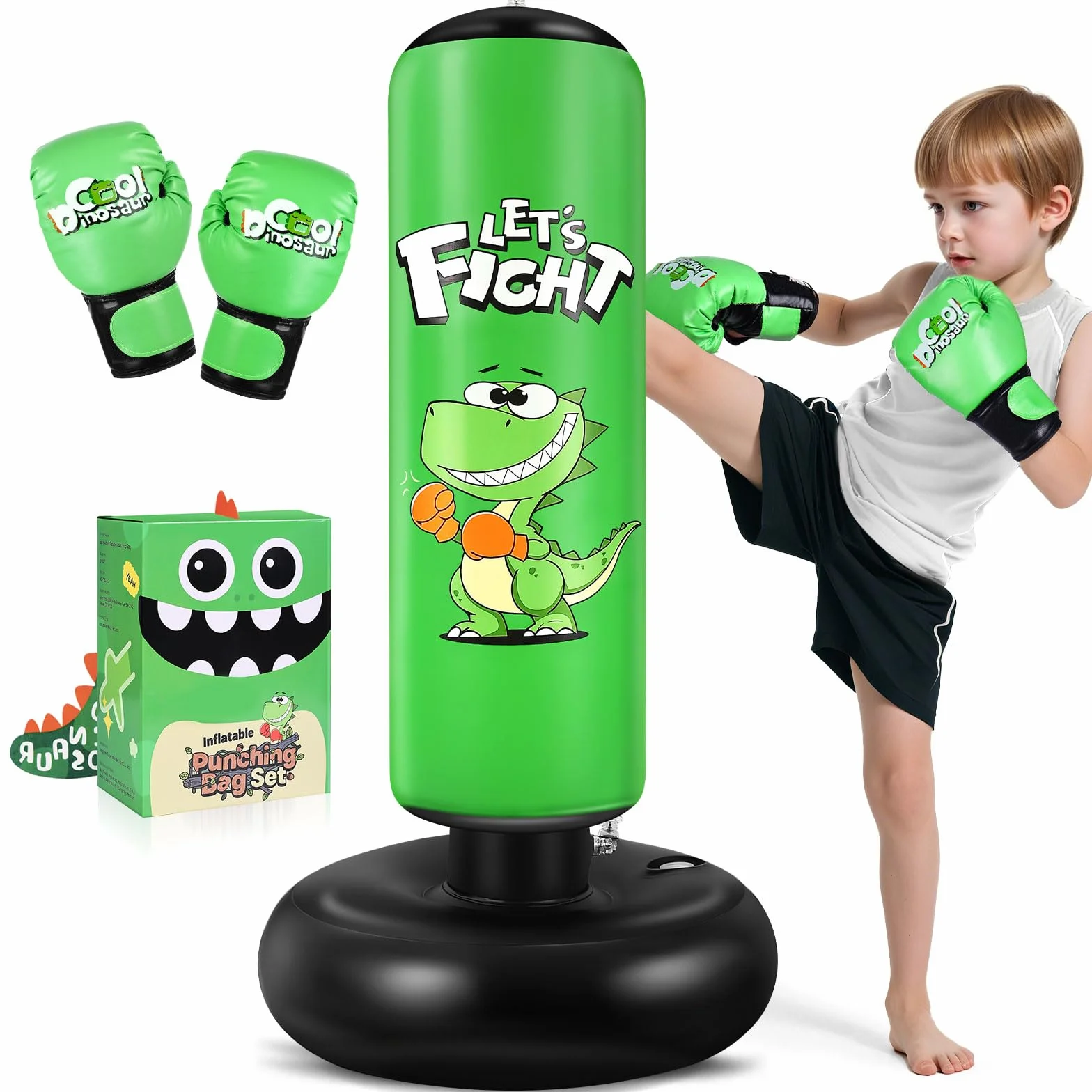 Saco de Boxeo para Niños 120 cm con Guantes y Base Estable, para Karate y Taekwondo