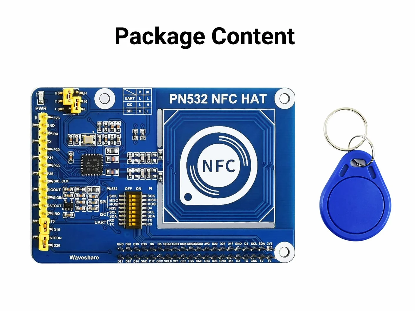 Waveshare PN532 NFC Hat for Raspberry Pi Near Field Communication I2C SPI UART Wireless Access Control Smart Tickets
