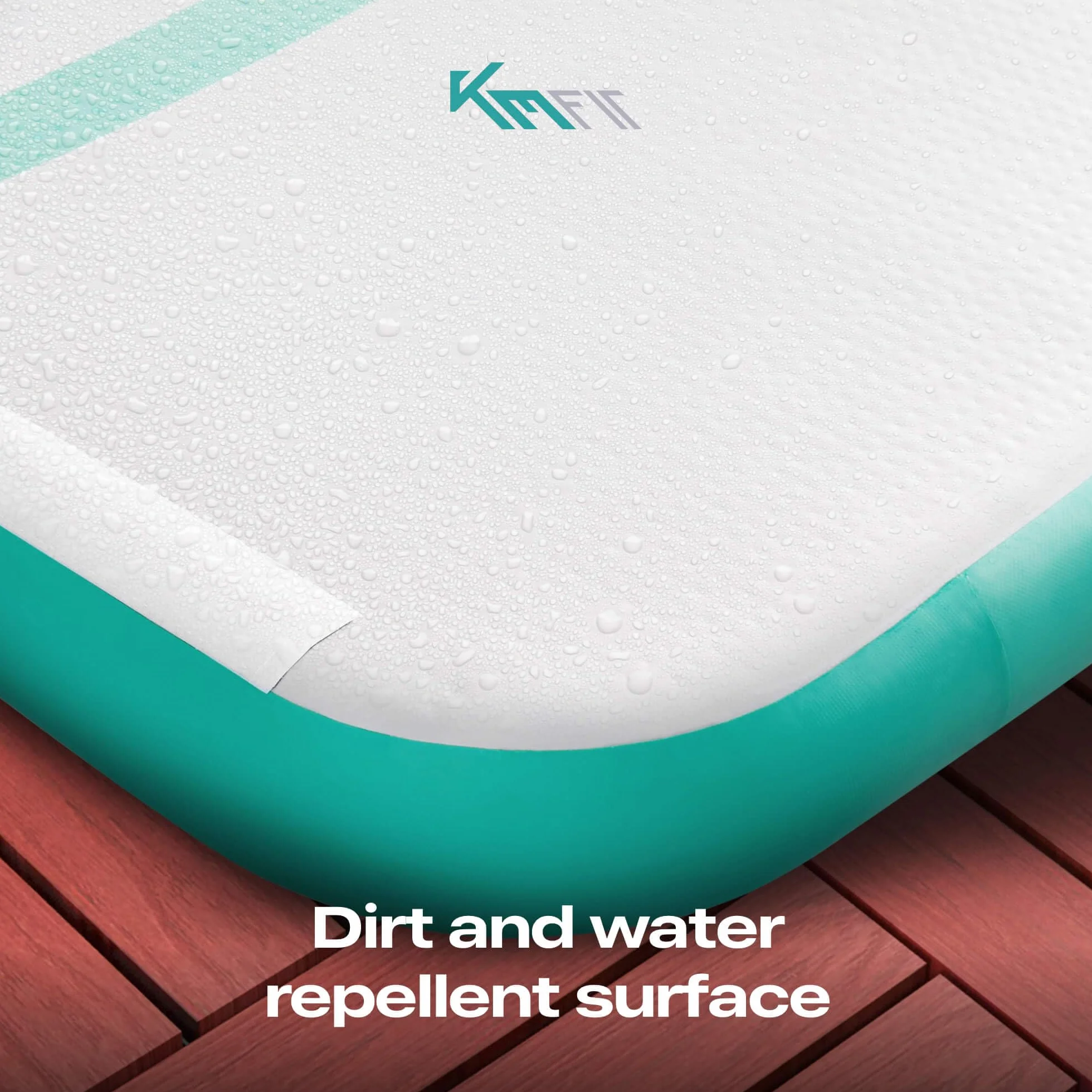 KM Fit Esterilla inflable para fitness, 3 m, con bolsa, bomba eléctrica y parches, resistente UV