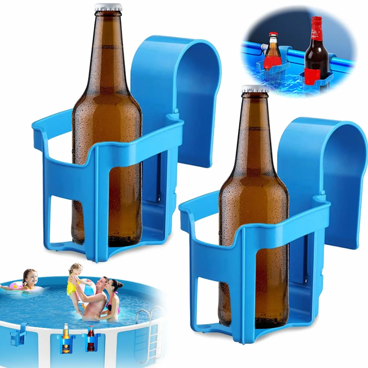4 Piezas Portavasos de Piscina, Portavasos Colgantes para Piscina, Soporte para Bebidas Piscinas, Portavasoss Junto a la Piscinas Desmontable, Accesorios Piscin-a Portavasoss Colgante para Verano