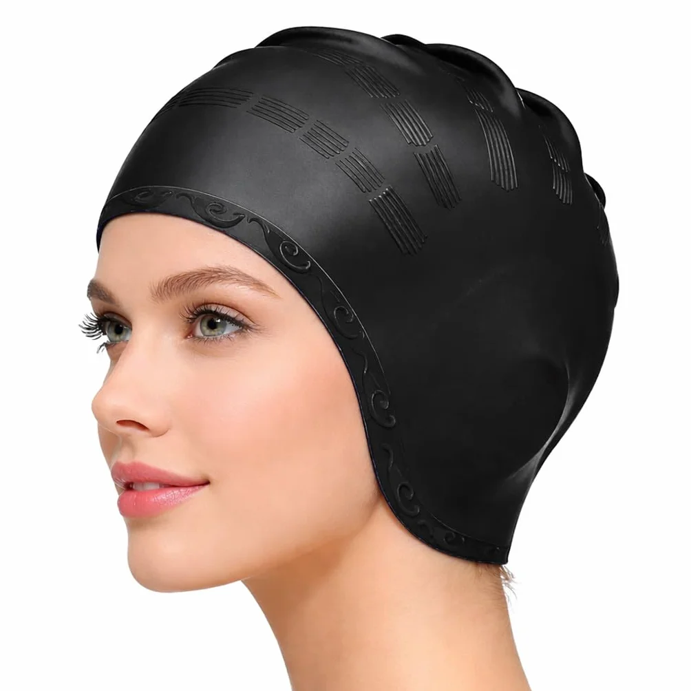 Gorro de Natación Silicona Impermeable 3D para Mujeres y Hombres Cabello Corto/Largo Adultos