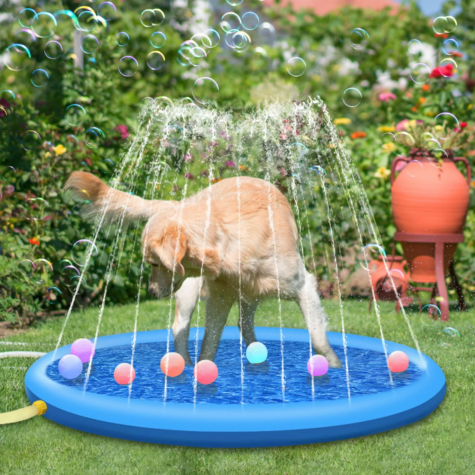 Jsdoin - Piscina inflable para perros (100 cm, plegable, gruesa), alfombra de juego para verano, jardín, playa, patio trasero, color azul