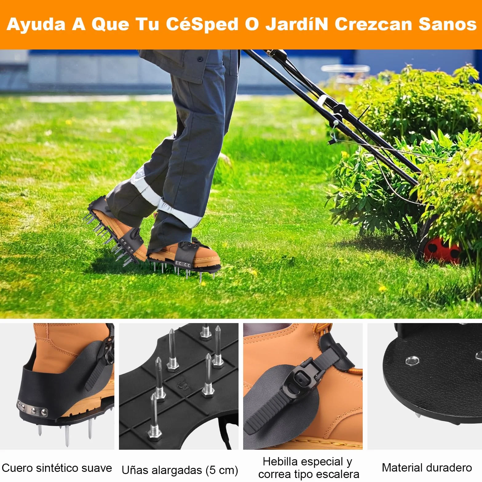 Zapatos Escarificador Cesped, Zapatos con Clavos para Airear el Césped - Zapatos Aerador de Cesped con Correas Pinchos Resistentes para Jardinería y Mantenimiento del Césped para Airear el Suelo