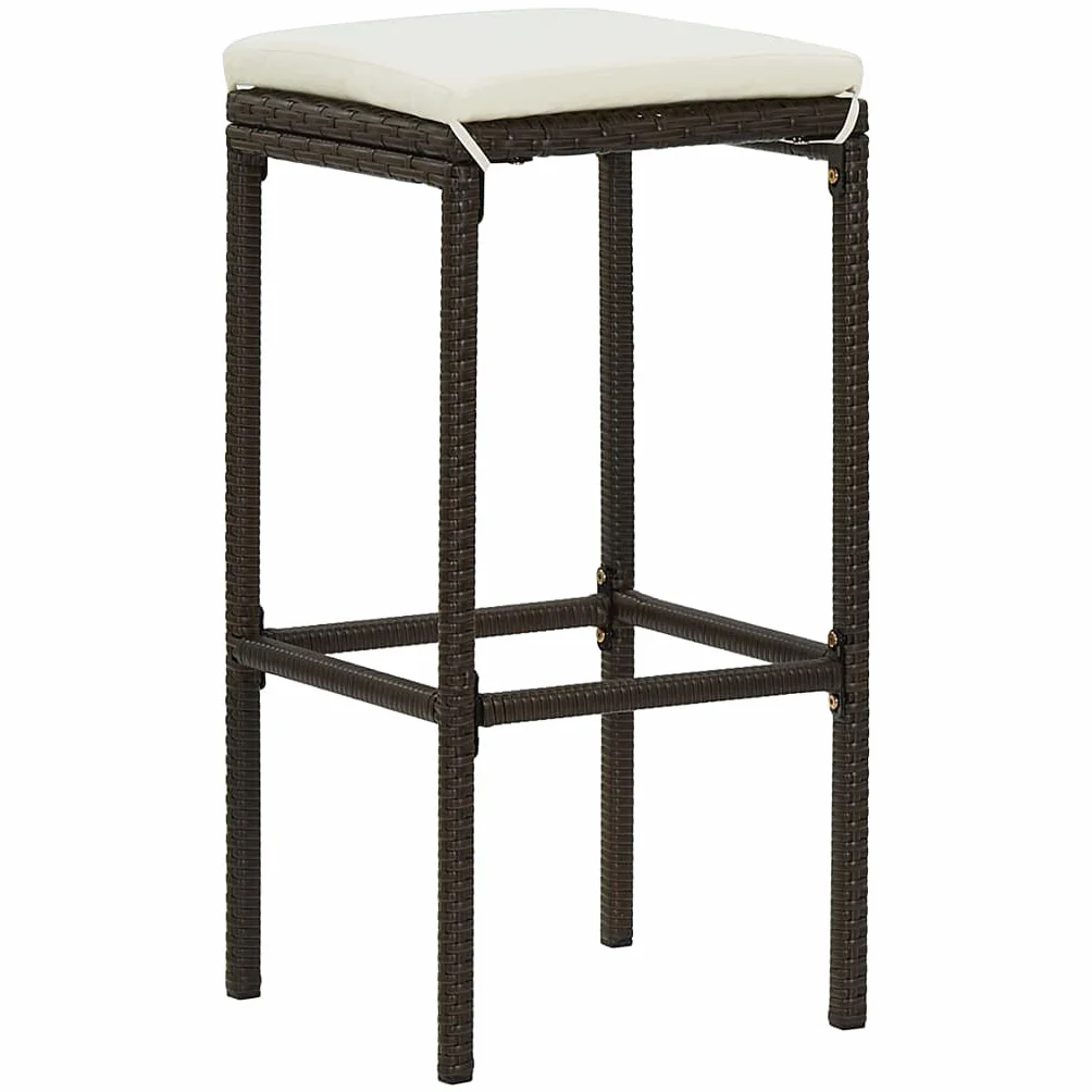 vidaXL Set de Bar para Jardín 4 Piezas y Cojines Asiento Silla Mesa Patio Terraza Barra Bistró Muebles Mobiliario Ratán Sintético Marrón