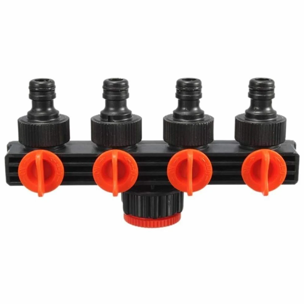 Conector de Agua de riego, Conectores de Grifo de 4 vías agrícolas, el más Nuevo, Divisor de tubería de Manguera de jardín para el hogar, Goteo de plástico