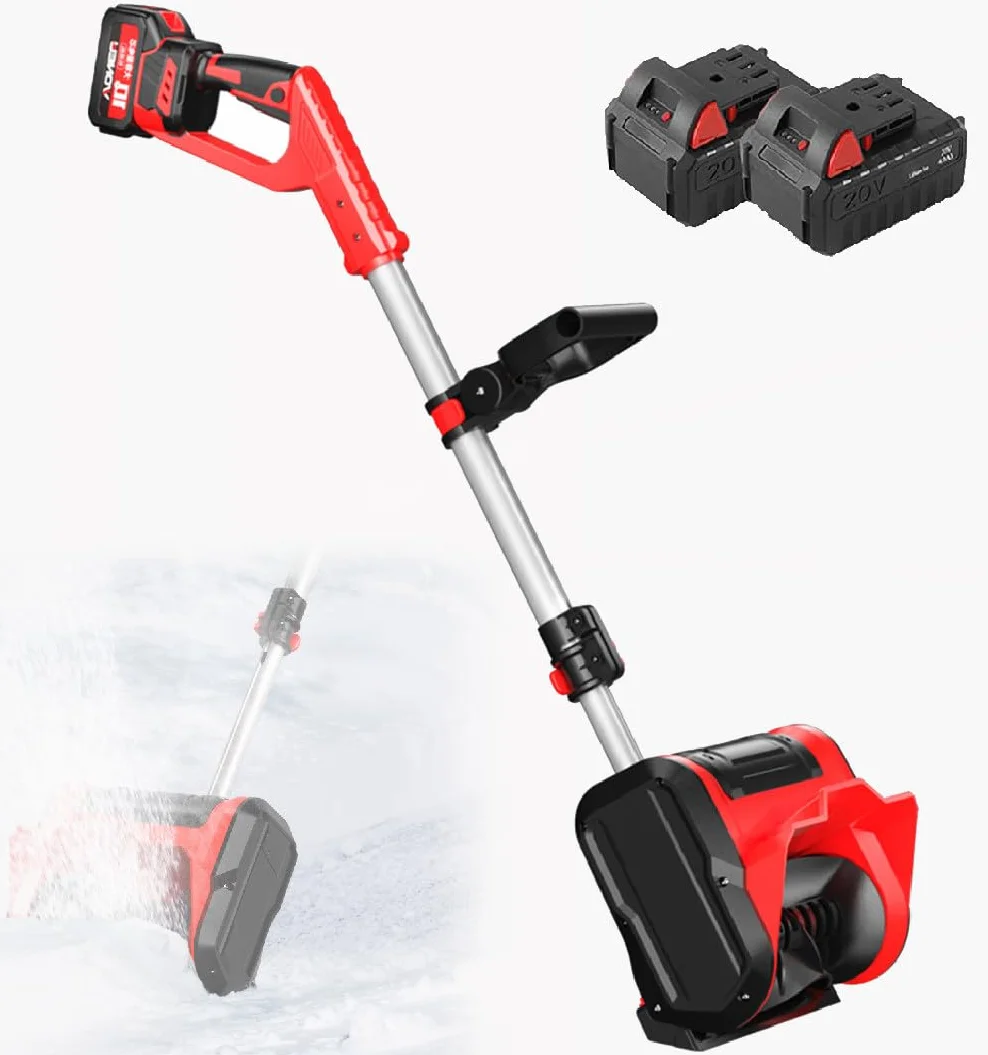 Pala Quitanieves a Batería, Quitanieves Eléctrico Portátil y Pala, Quitanieves Inalámbrico de 20 V/4,0 Ah con Mango Ajustable, para Patio, Parque Infantil y Granja