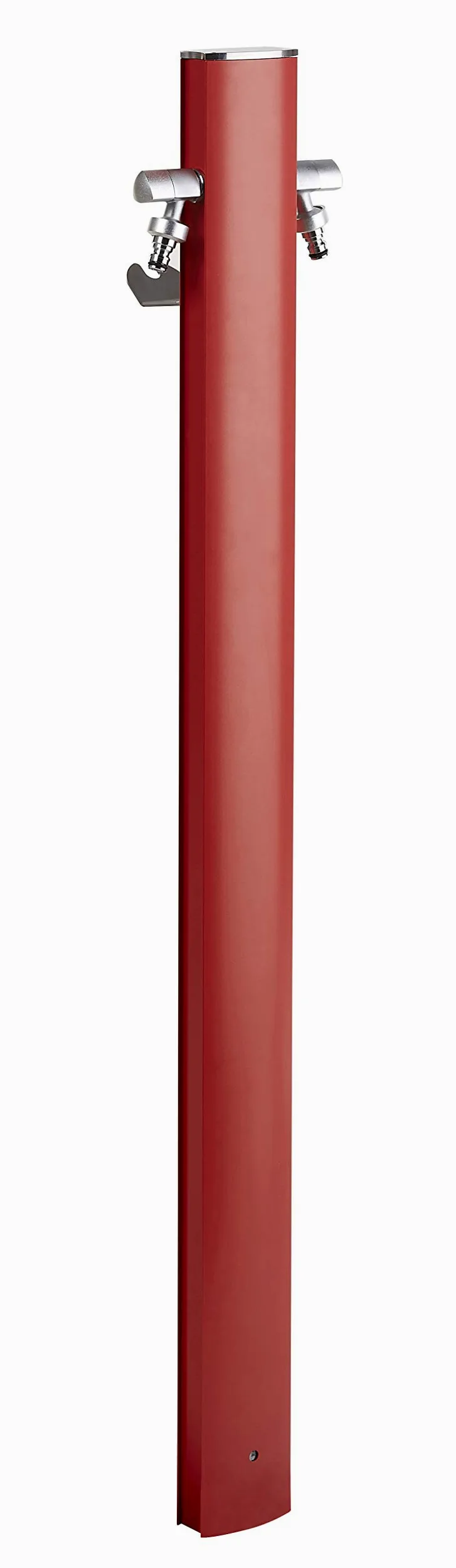 S&M 551703 – Columna de agua Aquapoint Totem color rojo 120 cm de altura | Aluminio lacado con pintura antiarañazos | Incluye colgador para manguera y 2 grifos diseño premium | Para jardines y patios