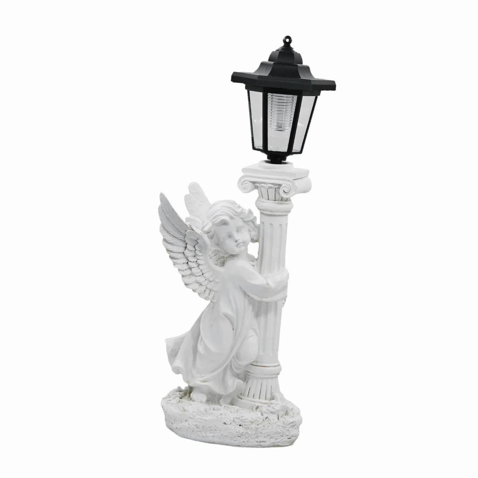 Fenteer Estatua con Pilar Romano Y Linterna Regalos para Mujeres Y Mamás. Escultura de Resina para Decoración de Exteriores, Izquierda