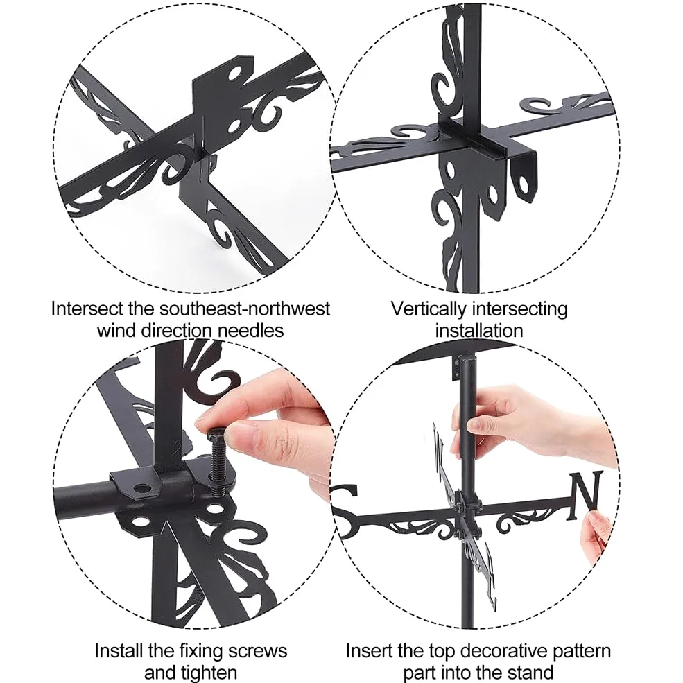 SUPERDANT 1 juego de veletas de hierro negro para jinetes de caballos de hierro, veleta de viento, indicador de viento, fácil de instalar, listo para regalo, adecuado para patio, casas y cobertizos de