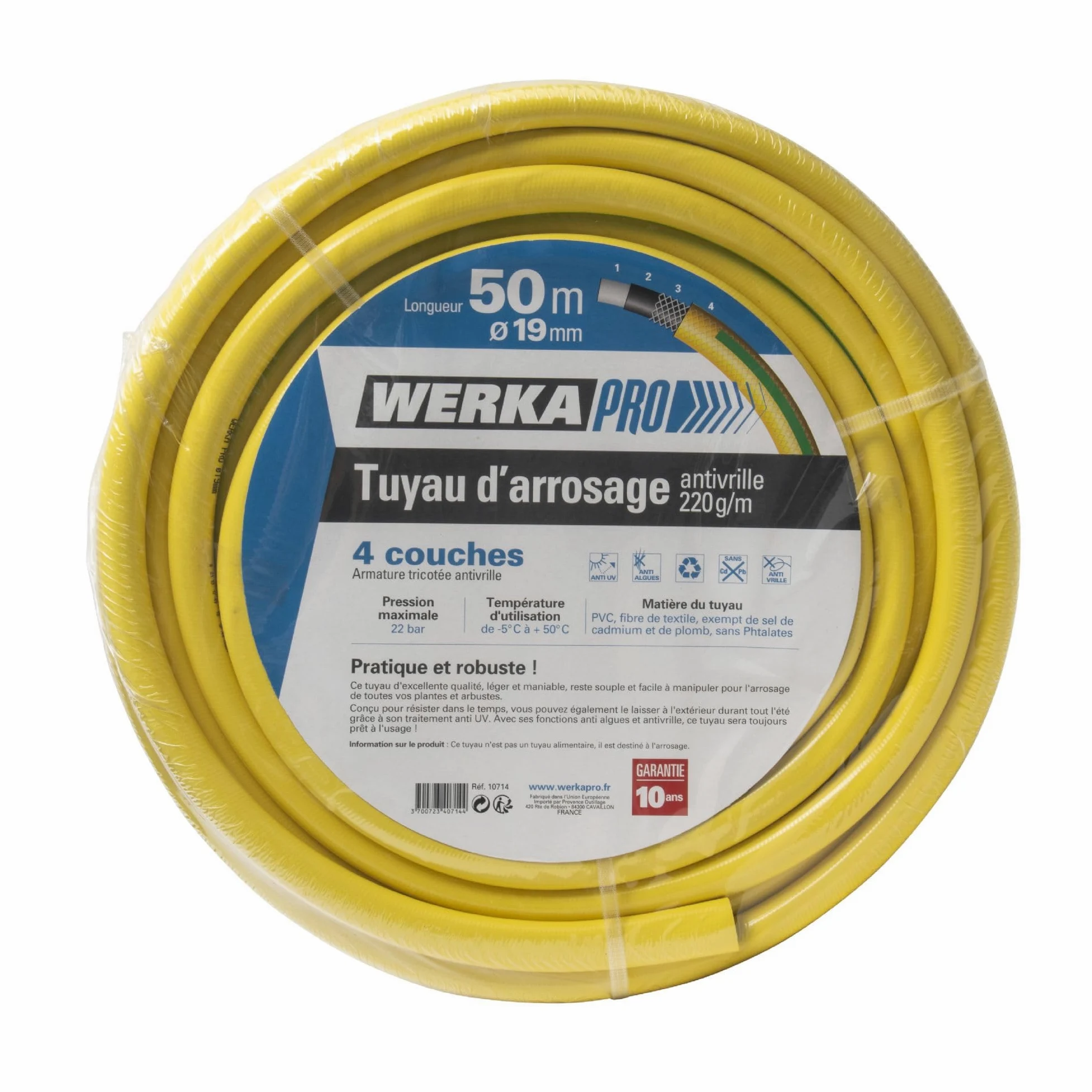 WERKA PRO Manguera de jardín Reforzada Ø19mm antitorsión 220 g/m 50 m