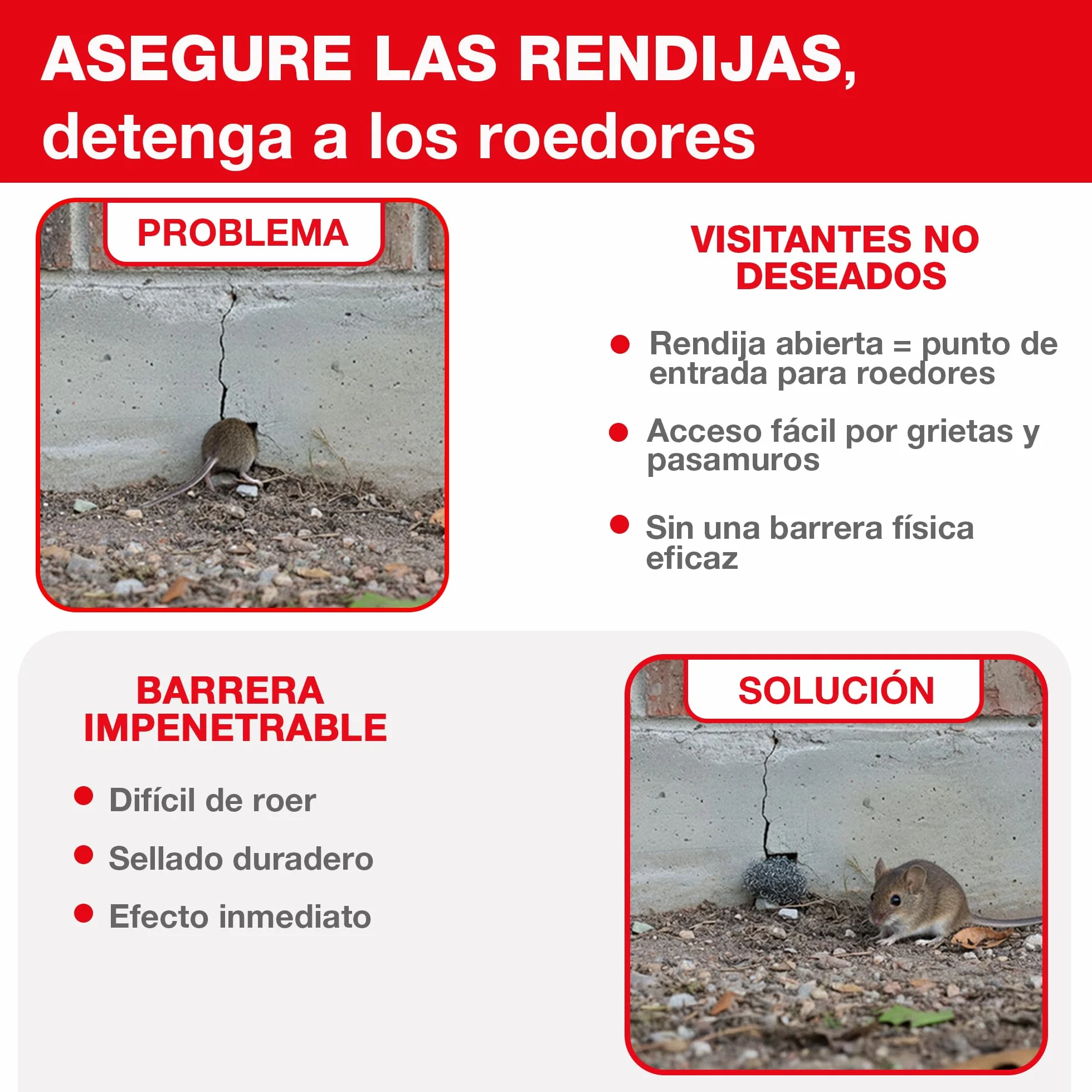 SWISSINNO Lana de Acero Anti roedores -antiratas y Ratones- – Malla roedores INOX Reutilizable para sellar Agujeros – Repelente de Ratas y plagas, contra Insectos – 1 Unidades