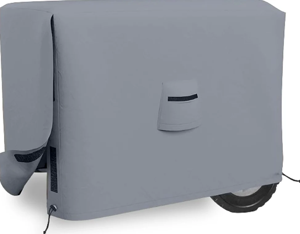 Cubiertas para generadores al aire libre, 100% resistentes a los rayos UV y a la intemperie, cubierta para generador con bolsillos de aire y cordón para Sungfit (26" x 20" x 20"), gris)