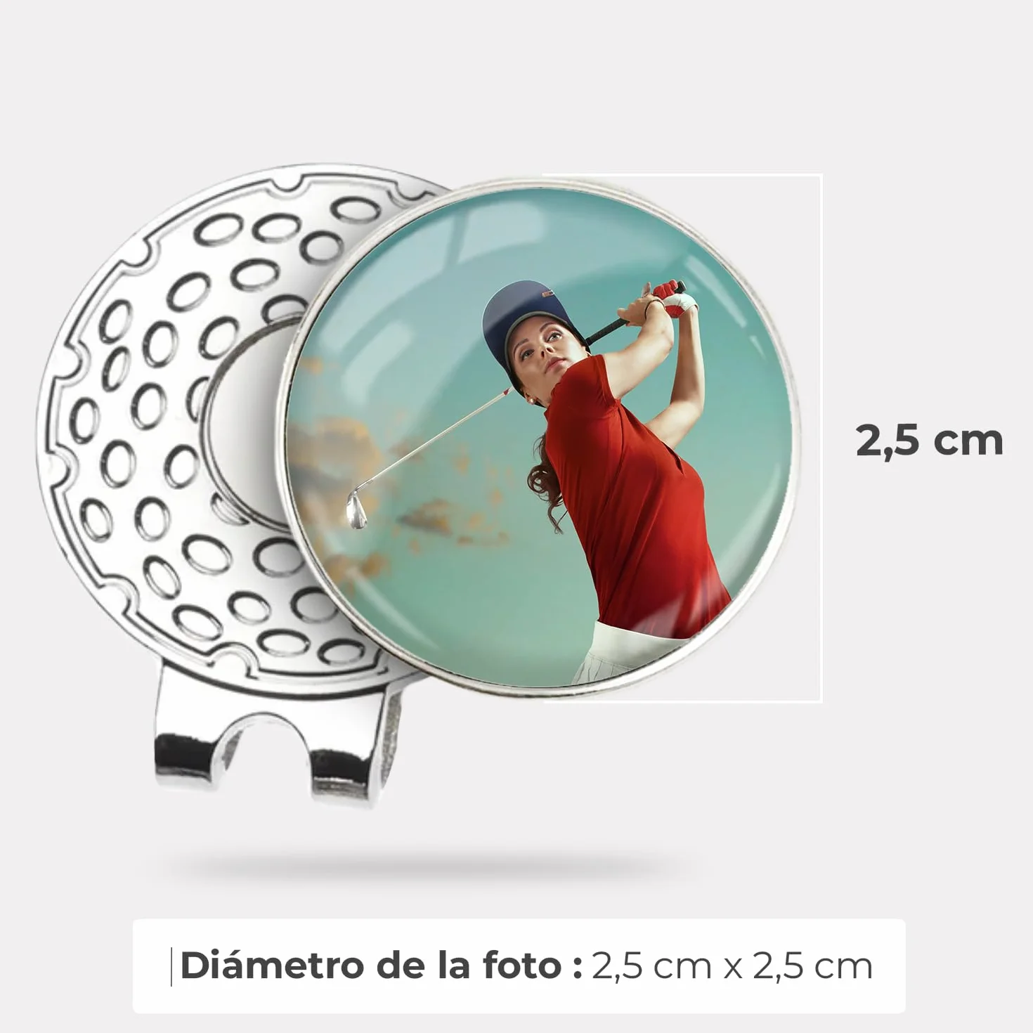 Marcador Bolas de Golf Personalizado con Clip Gorra Magnético, Diámetro 2,5 cm, Caja Regalo