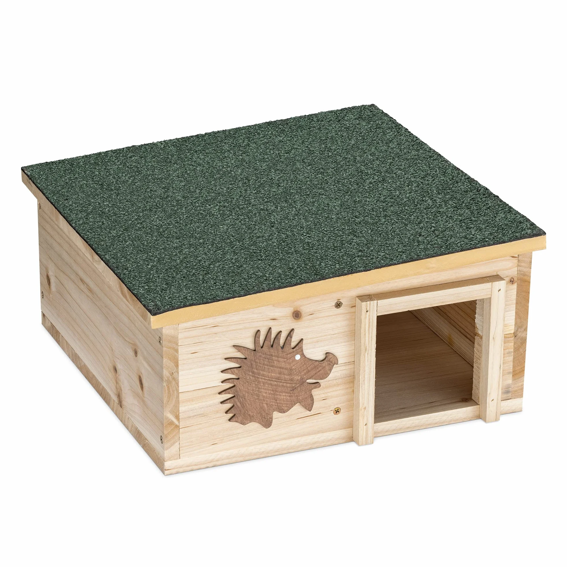 Navaris Casa para erizos de Madera - Casita para Erizo Conejos roedores para Exteriores y jardín - Caseta Grande para hibernación - 40 x 40 x 19 CM
