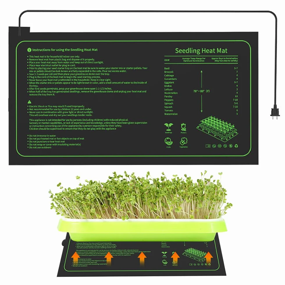 LUFEIS Esterilla Calefactora para Plantas, 20W Alfombrilla Térmica para Plántulas, Manta Termica Plantas de Invernadero, para Invernadero, Germinación, Jardín Hidropónico, Terrario, 25 * 52,5cm
