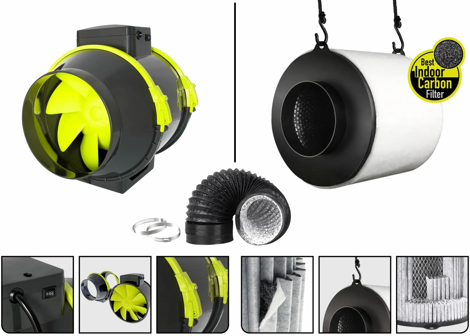 GARDEN HIGHPRO GROWKIT 80H | Grow Kit | Kit Cultivo | Armario Cultivo Indoor | Extractor 125mm | Filtro carbón | Ventilador 5W | Combiduct | Tijeras
