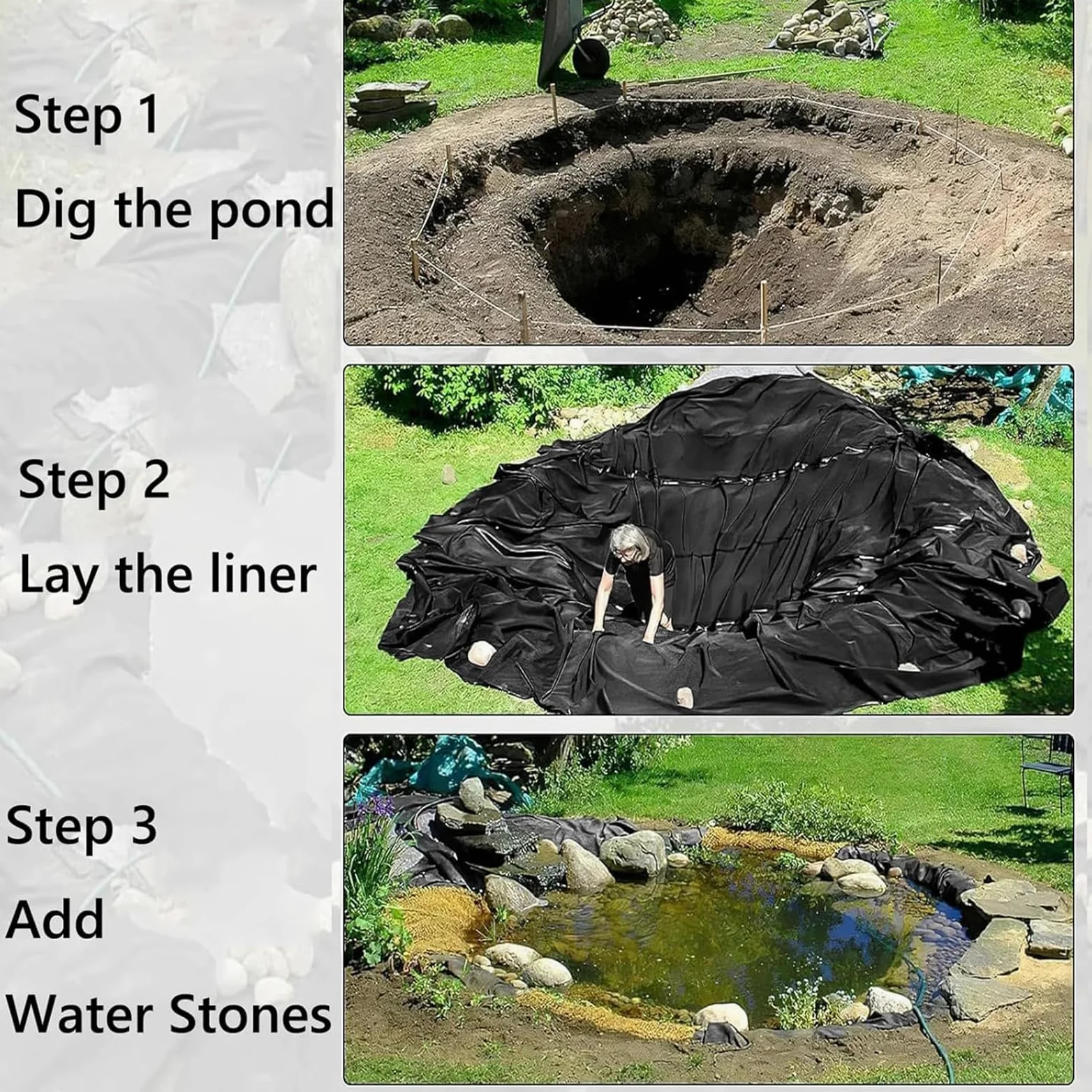 Revestimiento De Estanque Tortugas Exterior Duradero Negro, Revestimiento Resistente para Estanque de 4×5m, Pond Liner para Estanques,Construcc,Fuentes,Jardines Acuáticos y Cascadas