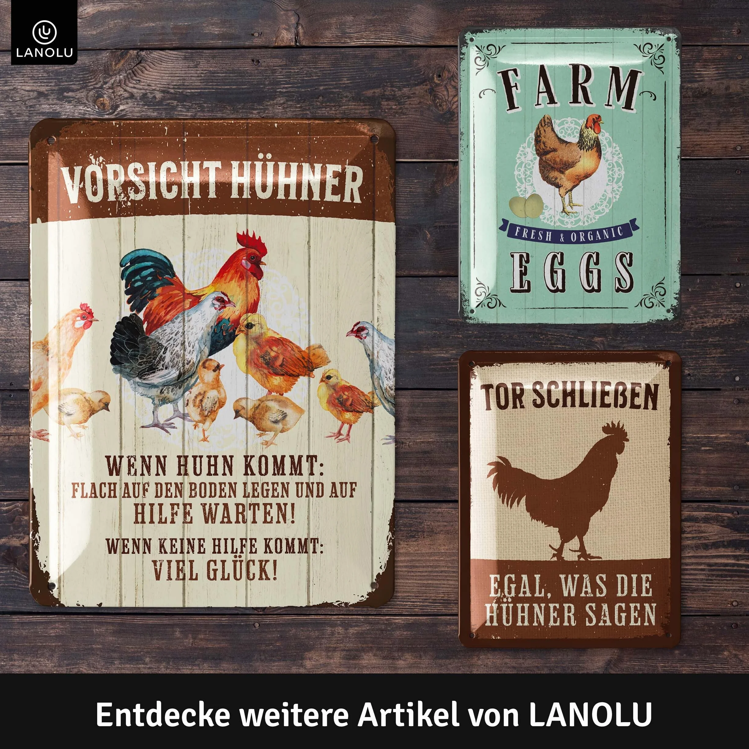 LANOLU Cartel de chapa retro con forma de gallinero, termómetro, analógico, para decoración de gallinas, establo de jardín, cartel vintage, cartel de chapa de pollo – amantes de los pollos regalos