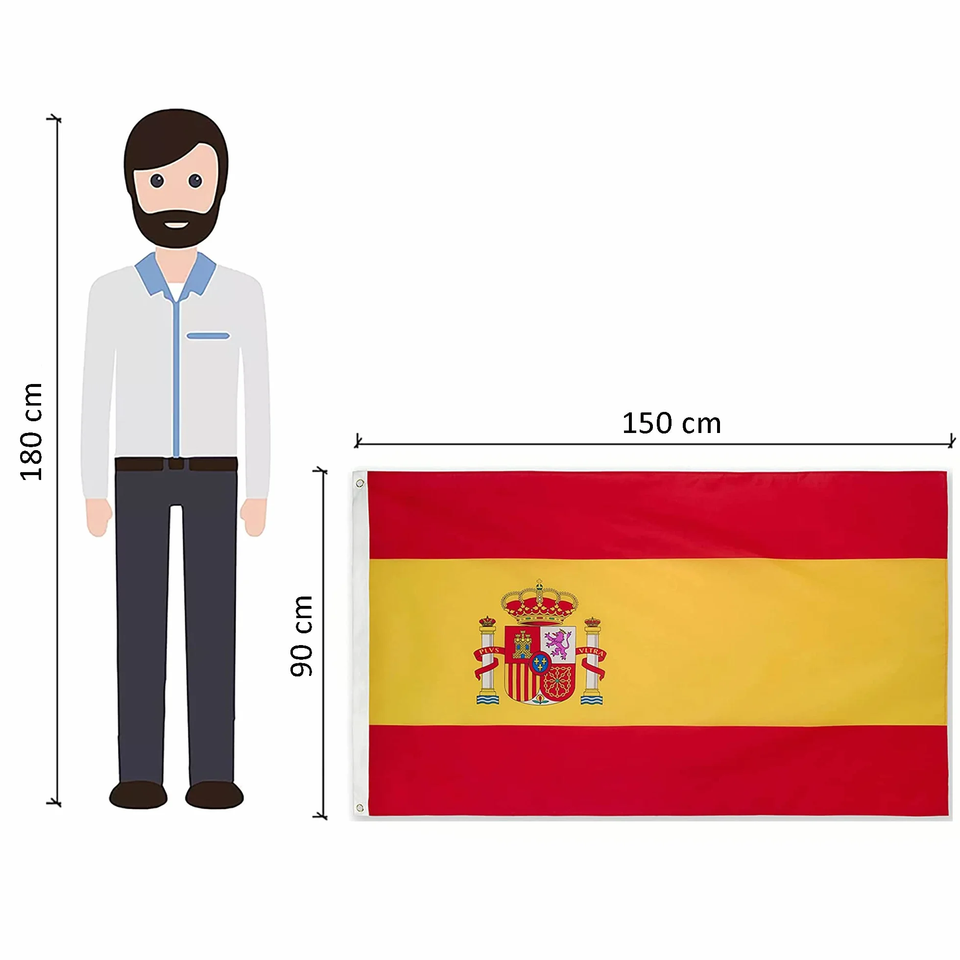 Bandera España Grande para Exterior y Interior - Bandera de España Grande 90x150 cm Reforzada y con 2 Ojales Metálicos Spain Flag Banderas Tela Fuerte